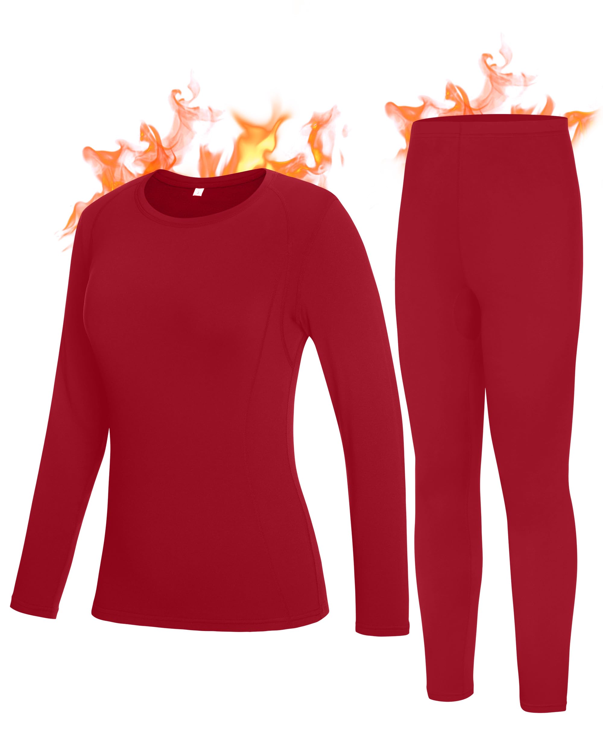 WISMBOX Thermounterwäsche Damen Set, Skiunterwäsche Winter mit Innenfleece | Warm, Atmungsaktiv, 4-Wege-Stretch, Schnelltrocknend, Für Skifahren, Wandern, Outdoor, Sport, Reisen Und Alltag
