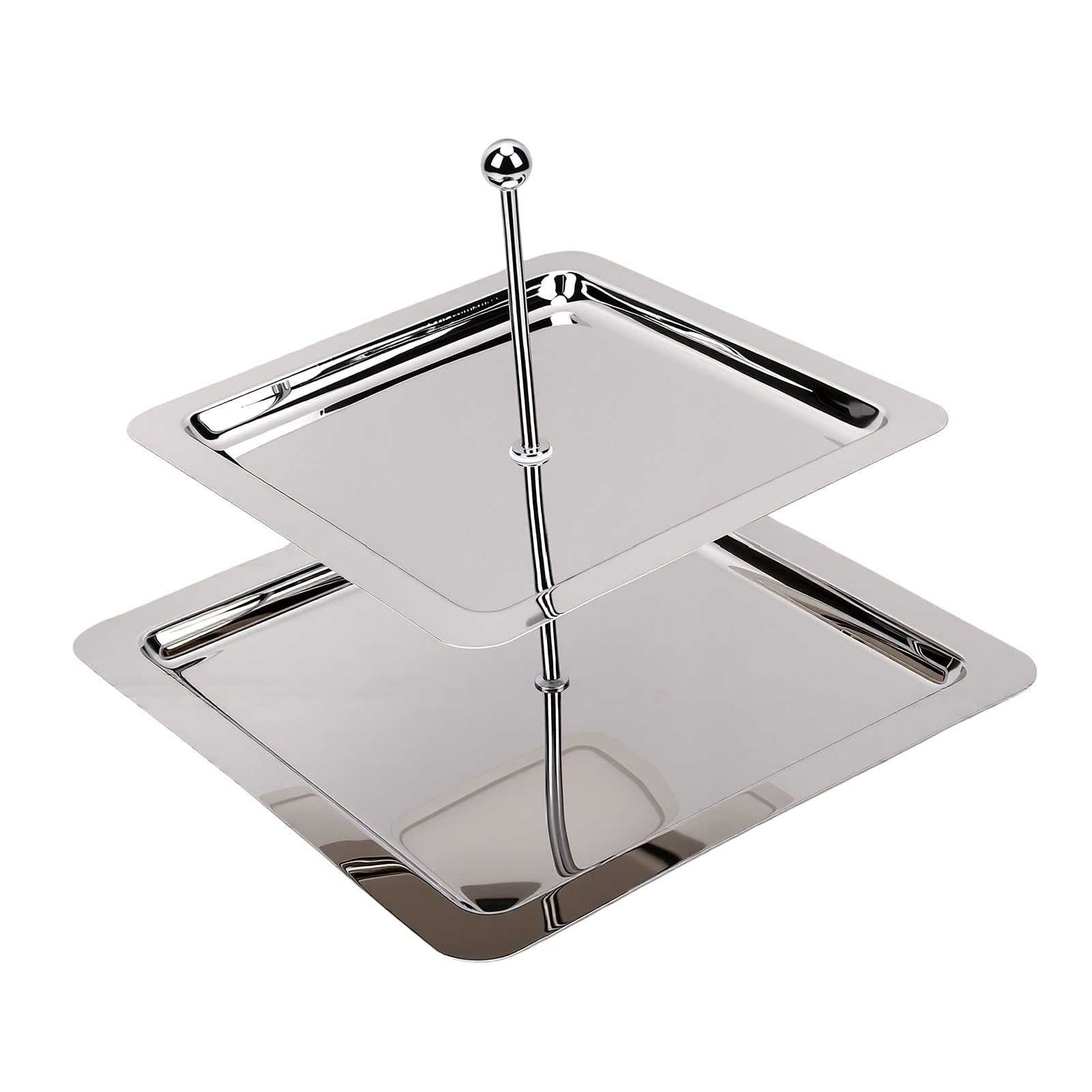 2 Niveles Soporte de Postres de Acero Inoxidable, Bandeja para