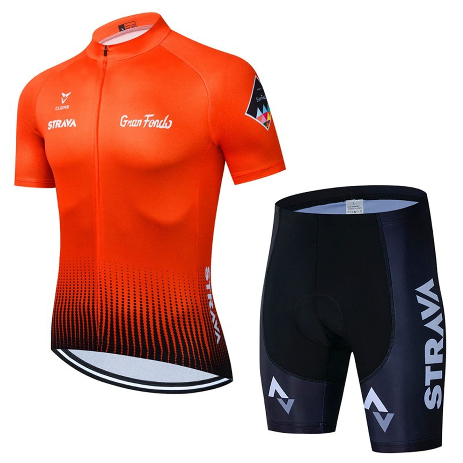 FFFF & OLFEH Abbigliamento Ciclismo Uomo Manica Corta Tuta Ciclismo Uomo,5D Gel Salopette Pantaloncini Traspirante e Ad Asciugatura Rapida Completo Ciclismo Estivo per Bici da MTB