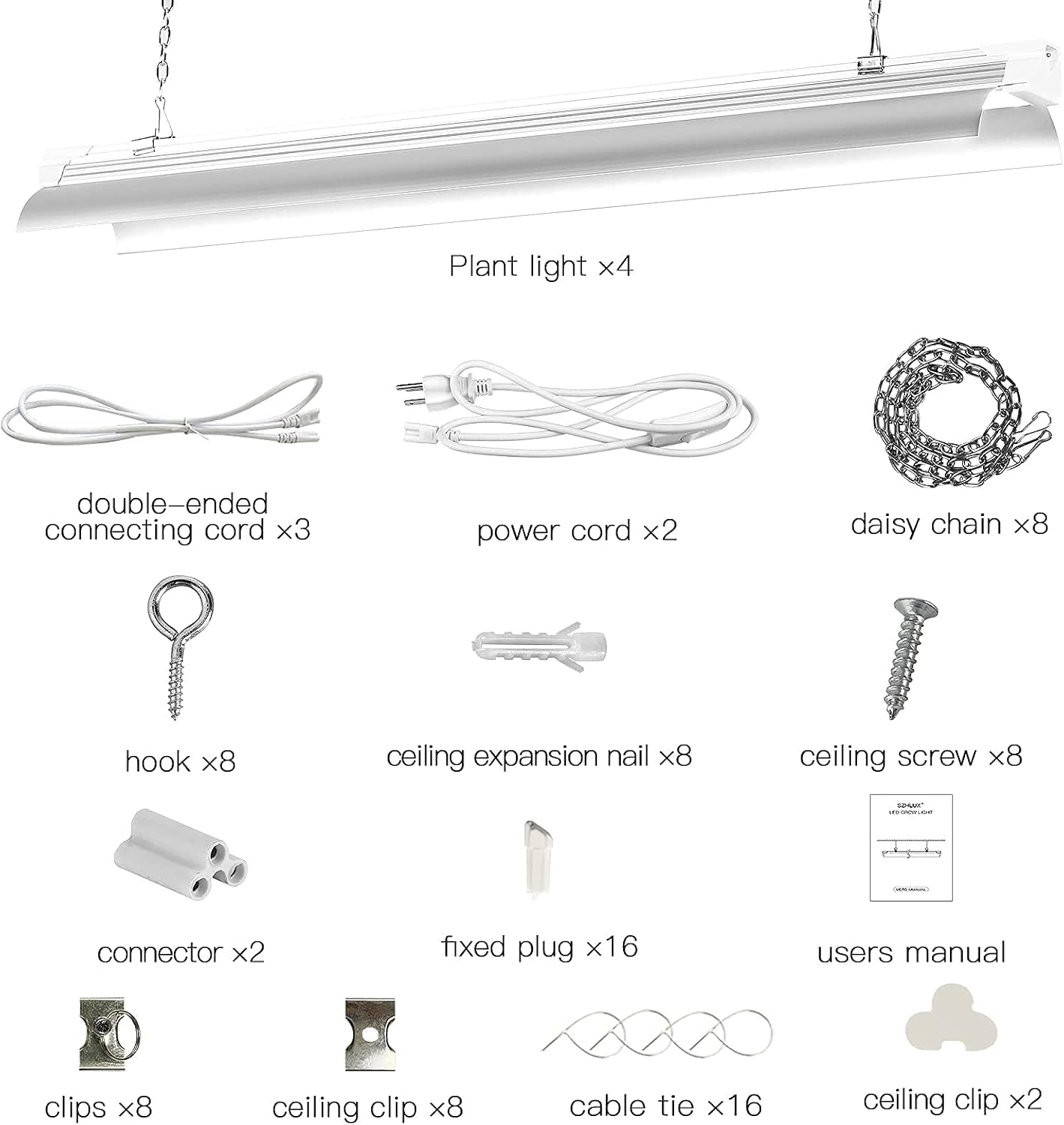 220W ( 4パック x 55W ) 4フィート 植物育成ライト 苗用フルスペクトル 高出力 【アマゾン】 LED 太陽光グローラ