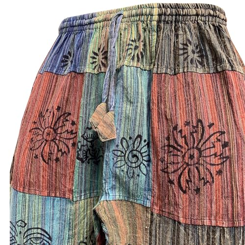 Mens Stonewashed Cotton Bohemian Vintage Yoga Ethnic Print Patchwork Harem Pants2