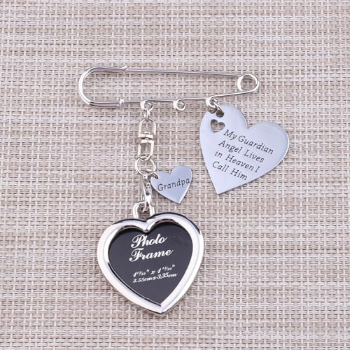 Image of LQRI Wedding Memorial Gift Wedding Boutonniere Bouquet Charm Pin Guardian Angel Grandma Walk Down The Aisle Bridal Charm in Memory of Grandma (grandpa)