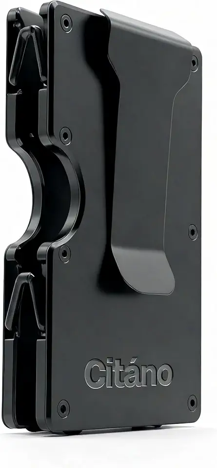 Carteira masculina de alumínio com bloqueio de RFID – Suporte de cartão de metal fino | Bloqueio NFC | Slot para dinheiro | Carteira minimalista com bolso frontal | Preta
