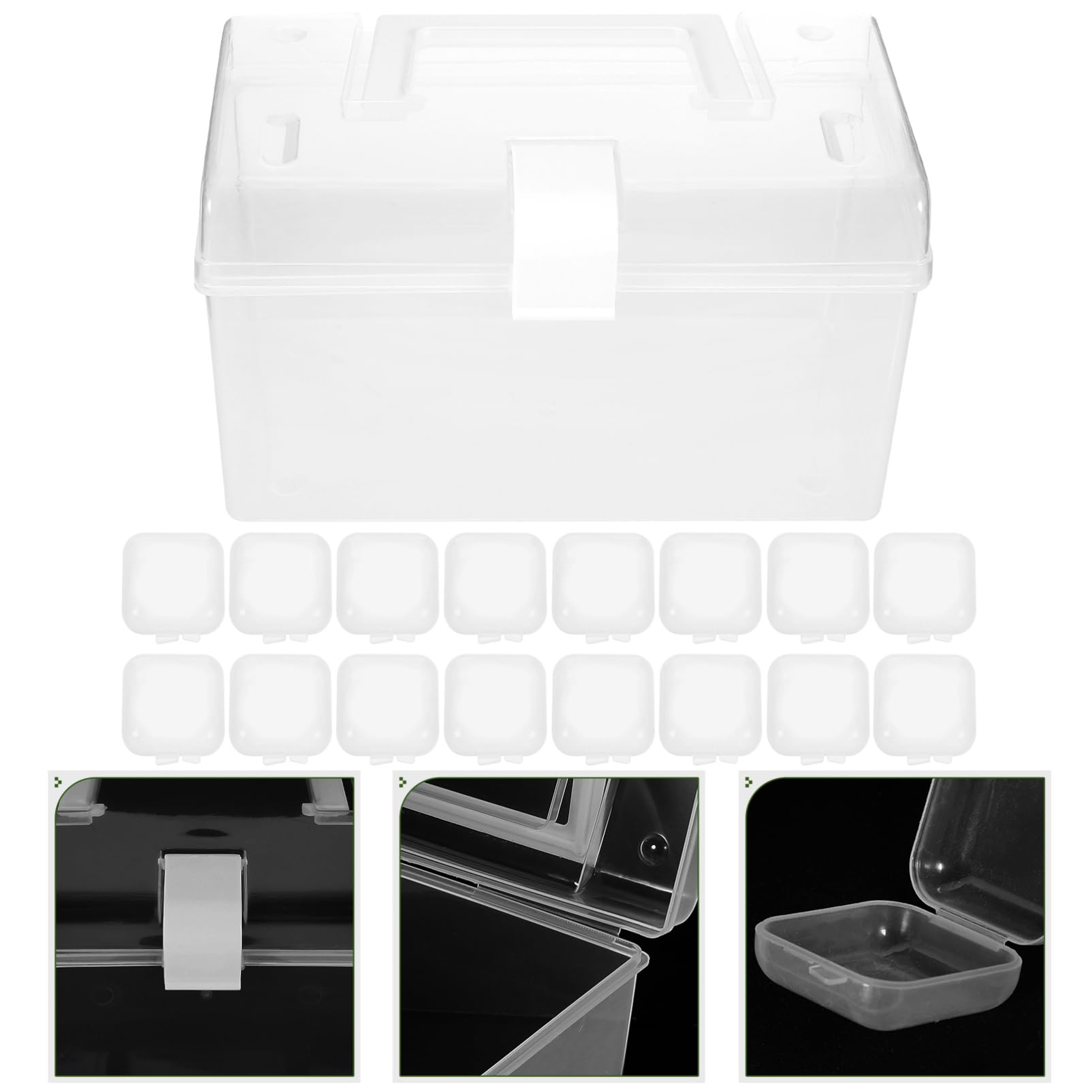 3juegos Organizador De Joyería Transparente Mini De Caja De Almacenamiento De Accesorios De Caja Para Pendientes y Resistente y Práctica