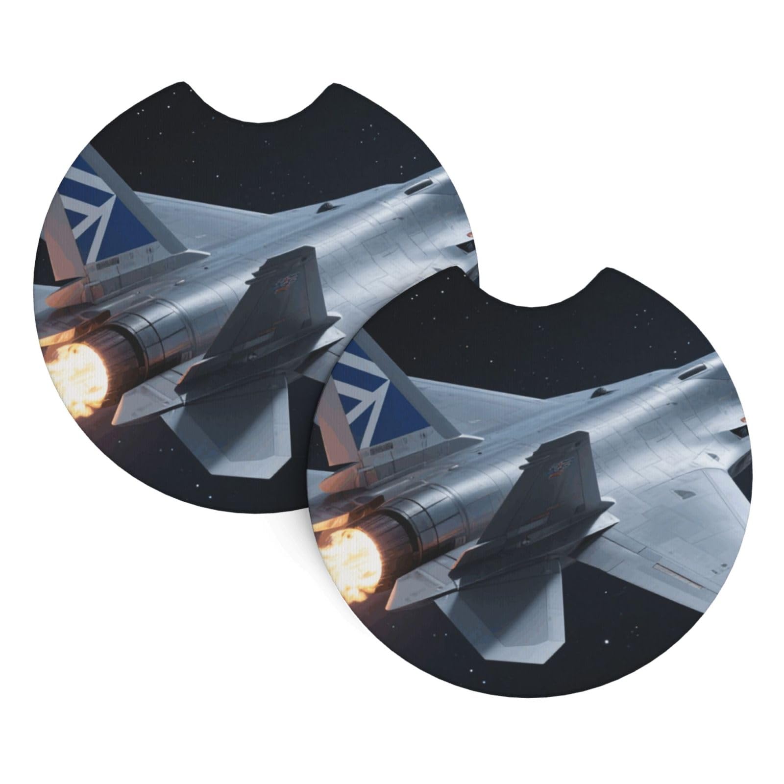 2 Pack Car Coaster for Cup Holders Aircraft Fighter Jets Car Cup Coaster 2.7" Neoprene Non-Slip Automotive Cup Mat Universal Auto Car Interior Accessories for Women Men Cup Pad