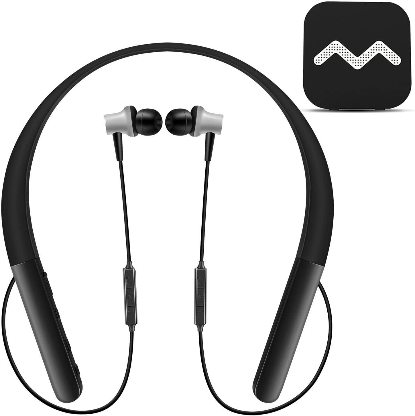 [Upgraded] Rechargeable Hearing Aid Amplifier for Conversation and Watching TV, Wireless Neckband Headphones for Seniors & Elderly People with External Remote Microphone Noise Cancelling - Neosonic NW20