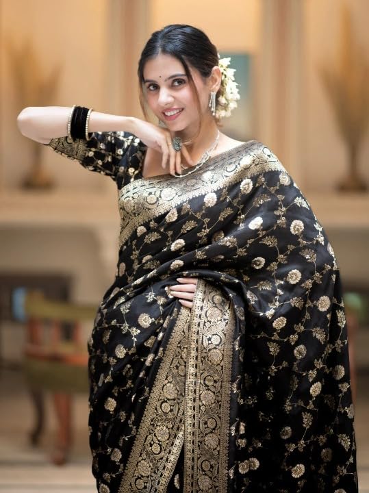 Image of Flosive Women's Soft Kangivaram Silk Saree With Copper Zari Weaving With Boluse