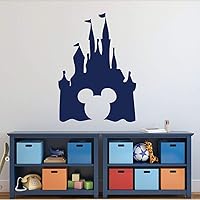 Vista 6 de Calcomanía de Pared con Silueta de Castillo - Adhesivo de Vinilo Despegable y Adherible con Recorte en Forma de Mickey para Guardería, Sala