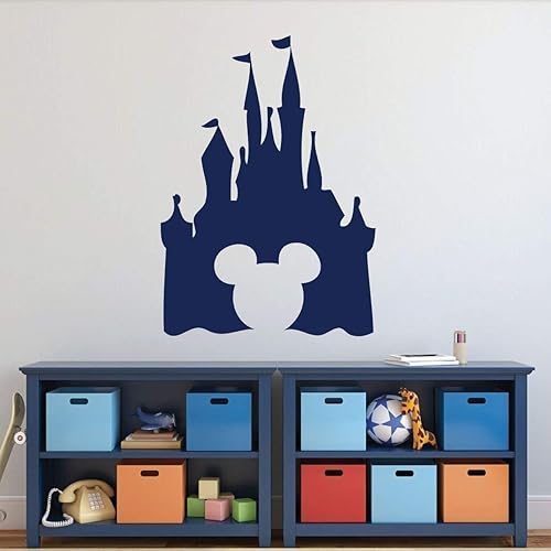 Miniatura 6 de Calcomanía de pared de silueta de castillo, calcomanía de vinilo con corte en forma de Mickey para guardería, sala de juegos, dormitorio de los