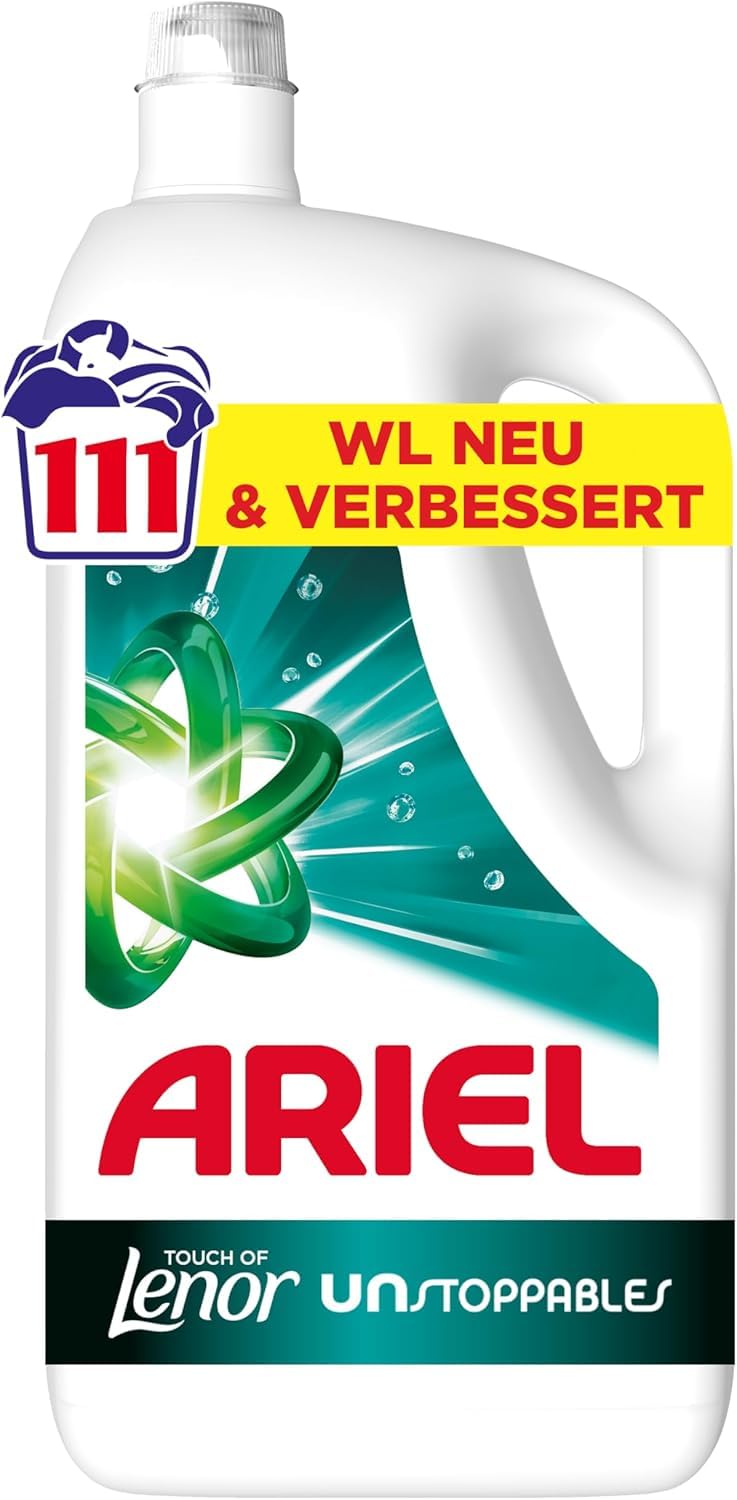 Ariel Flüssigwaschmittel, 111 Wäschen, Universal+ Touch of Lenor Unstoppables, Tiefenreinheit für lang anhaltende Frische