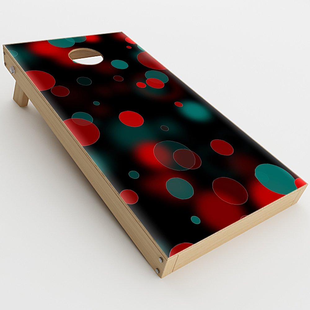 Skin Decal Vinyl Wrap for Cornhole Game Board Bag Toss (2xpcs.) Skins Stickers Cover/Red Blue Circles Dots Vision