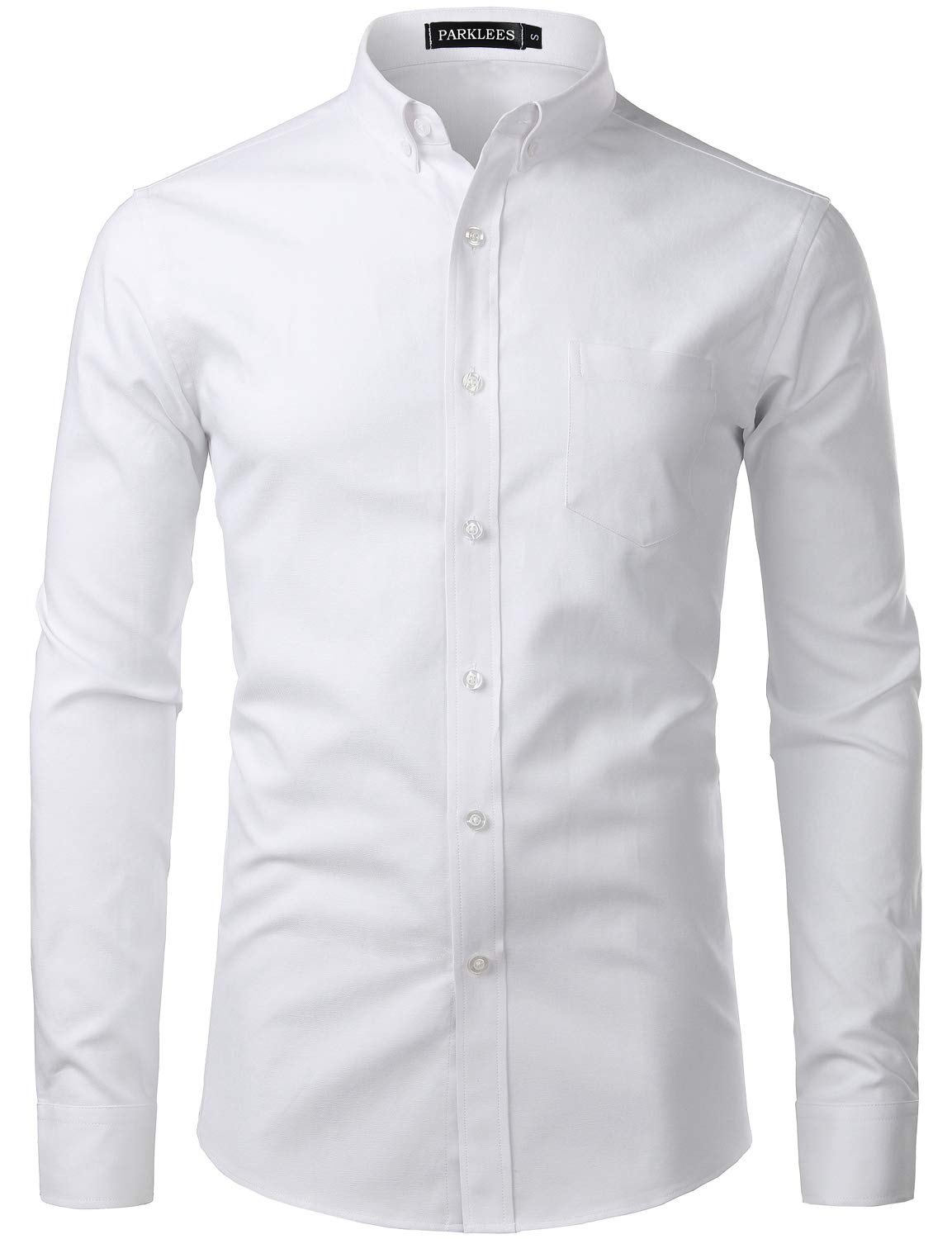 PARKLEESMen's Slim Fit Long Sleeve Smart Casual Button Down Oxford Shirts