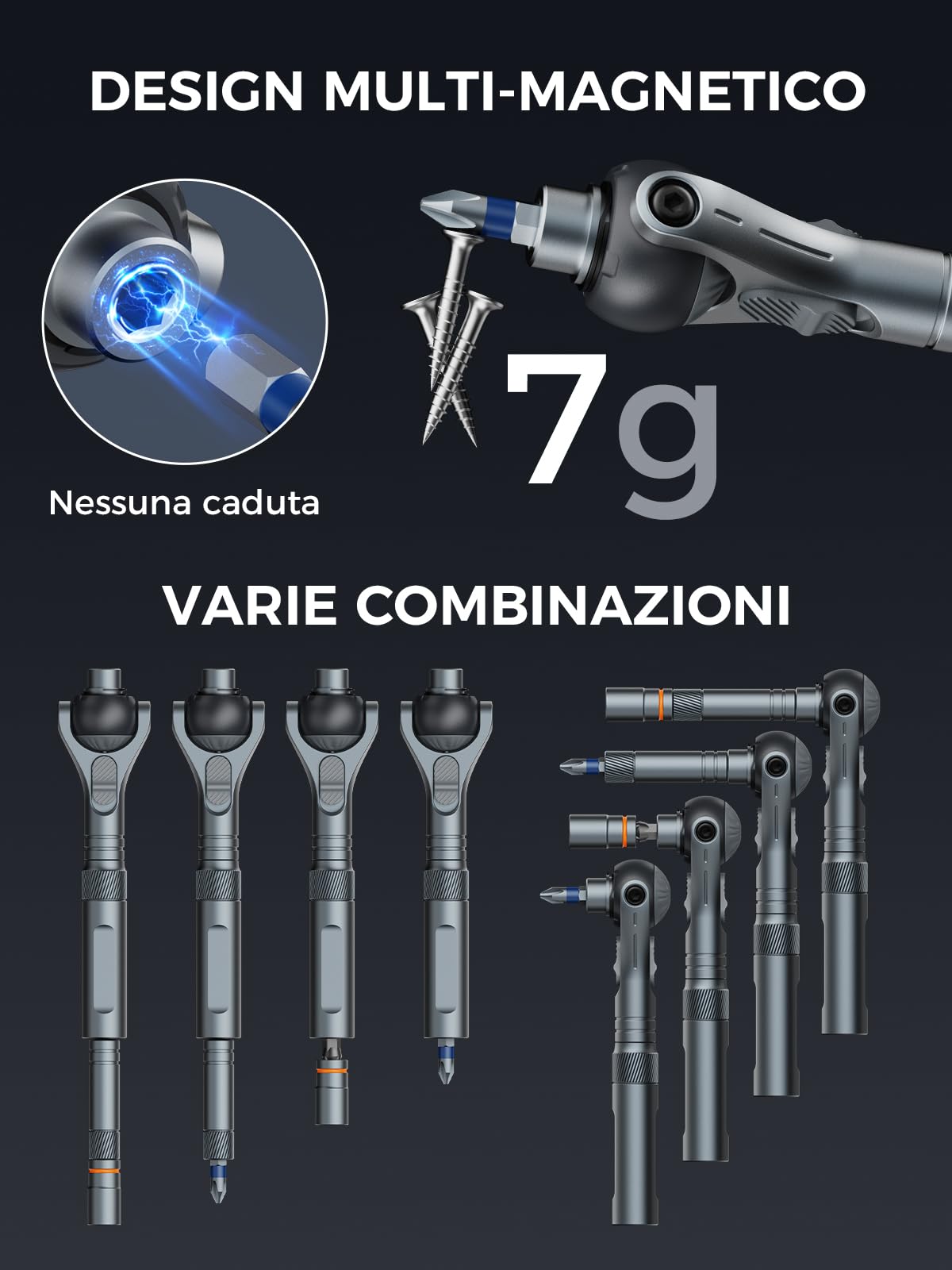 Atuman Set di Cacciaviti 40 in 1 RS2, Set Cacciaviti Magnetici a Cricchetto con S2 Punte Intercambiabili Cricchetto 1/4 Professional Screwdriver Set per Elettronica Riparazione Fai Da Te