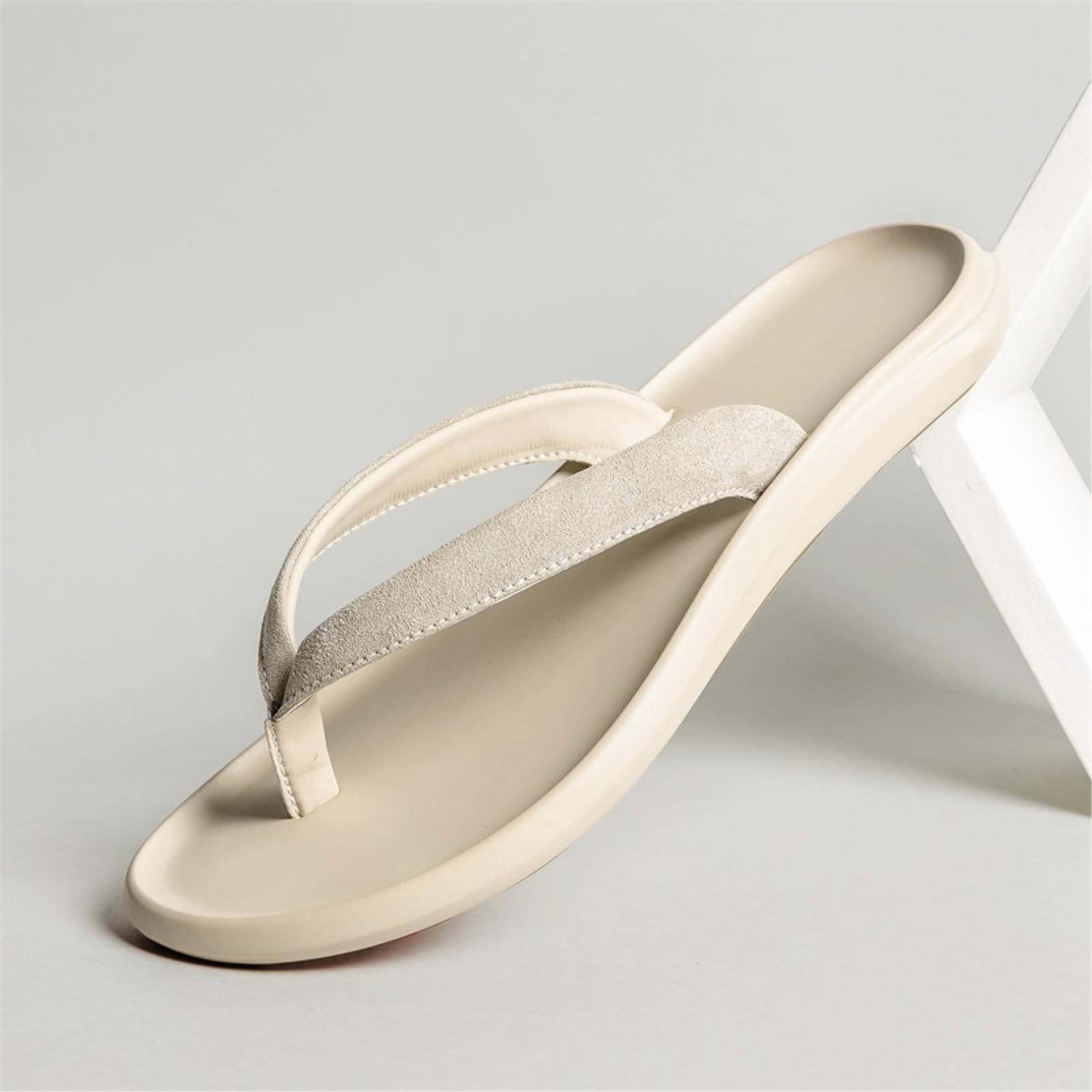 Chanclas Hombres Tanga Curvo Contorno Eva Plantilla Sandalias Respirable Cojín Base Playa Verano Diario Caminar Al Aire Libre-white-43