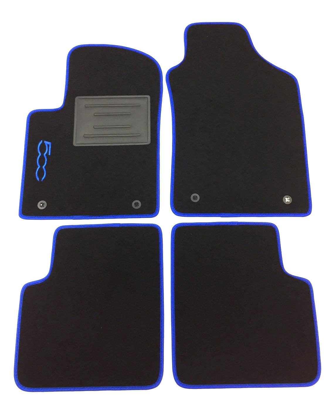 Tappetini Auto Per Fiat 500 3P 2012-2022 - Personalizzati, Logo Ricamato, Bordo Blu, Antiscivolo - Foto 8
