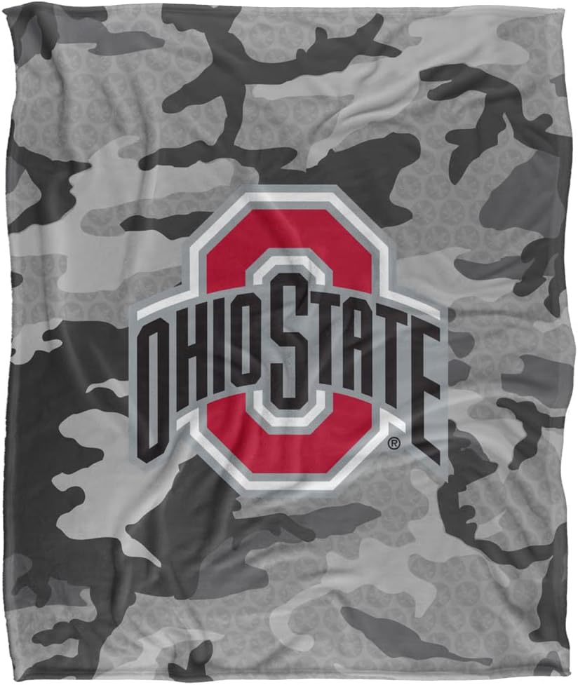 The Ohio State University Blanket, 50"x60" Gray Camo Silky Touch Super Soft Throw Blanket