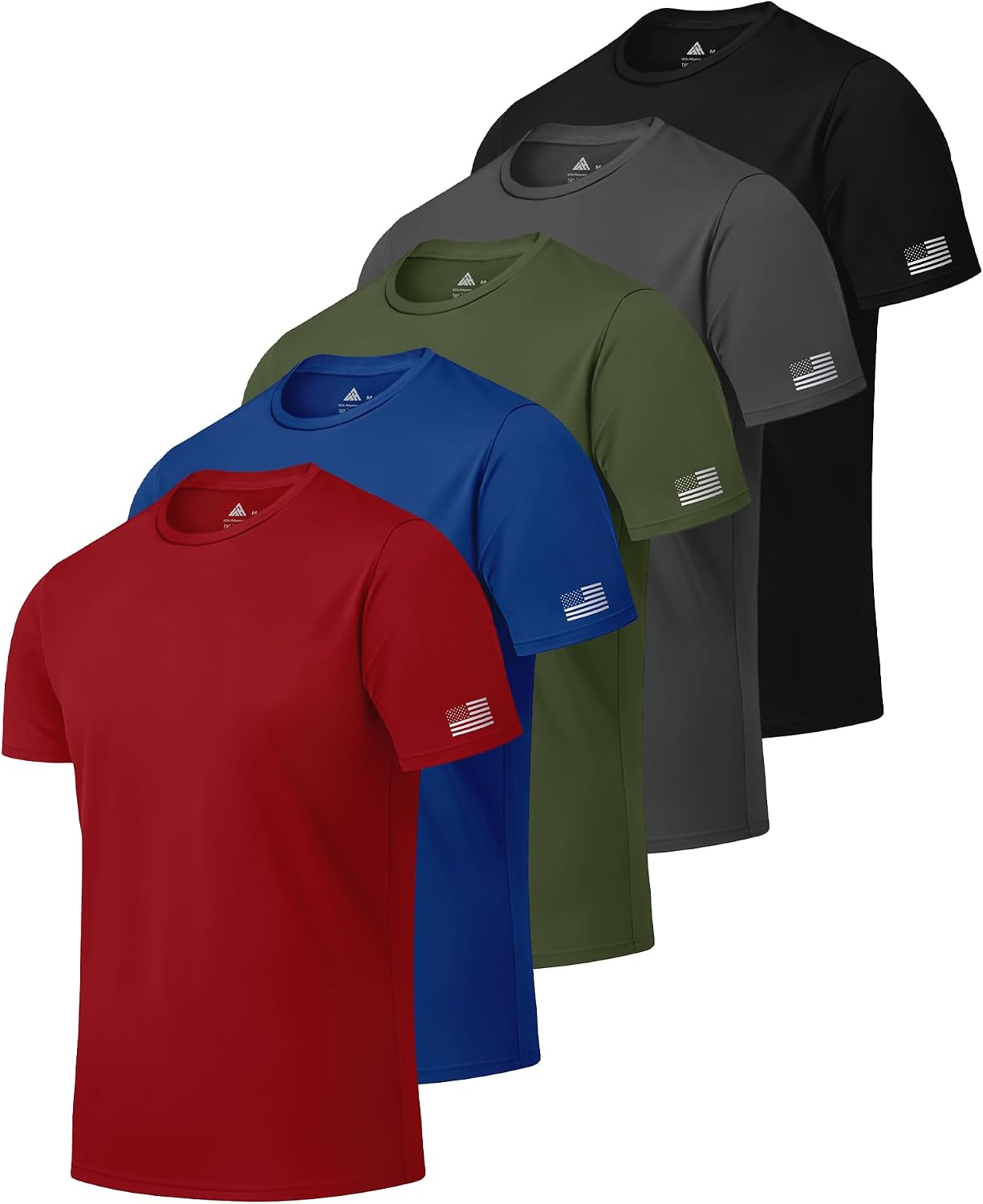 V VALANCH Mens 5 Pack T-Shirts Crew Neck Short Sleeve Shirt Summer UV Protection Cooling Casual T Shirt for Running Gym