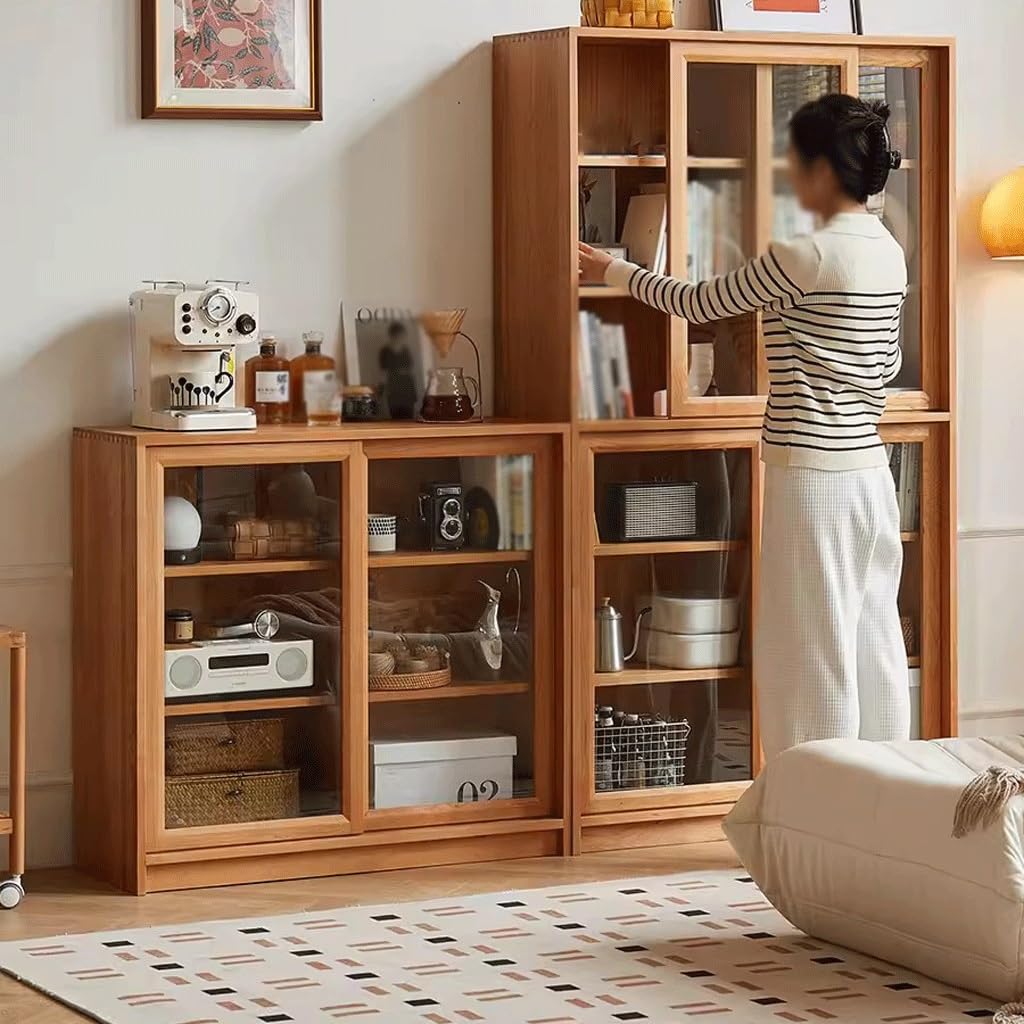 木製本棚　収納バツグン Amazon.co.jp: 本棚 チェリーウッド本棚無垢材本棚ディスプレイ