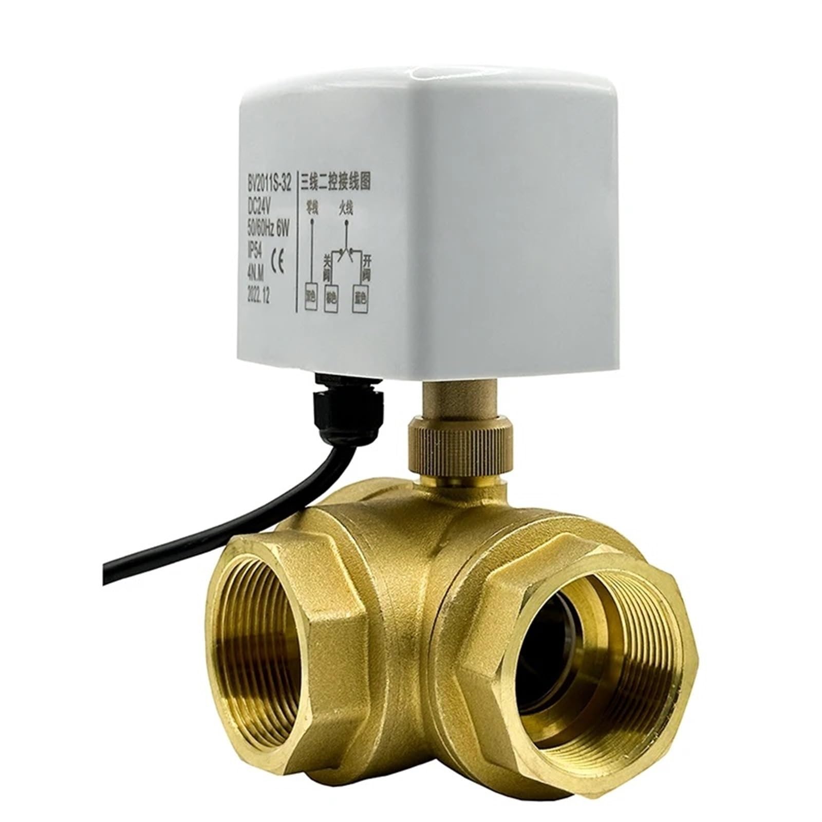 Válvula de bola motorizada de 1 pulgada tipo T para control automático de agua a 24VDC