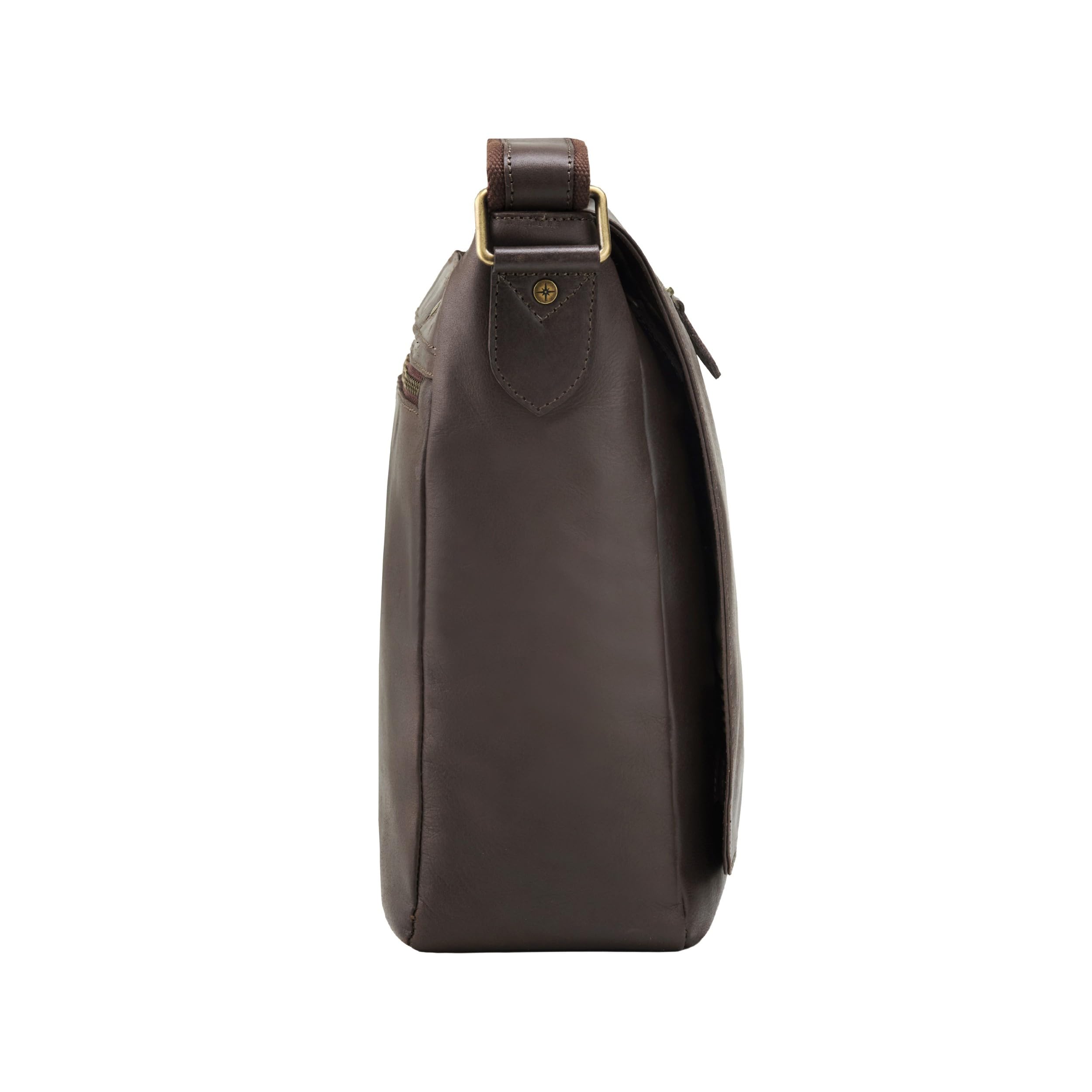 DRAKENSBERG 16" Leder Kuriertasche 'Leon' für Herren & Damen - Laptop Messenger Bag mit Koffer-Befestigung, 9L
