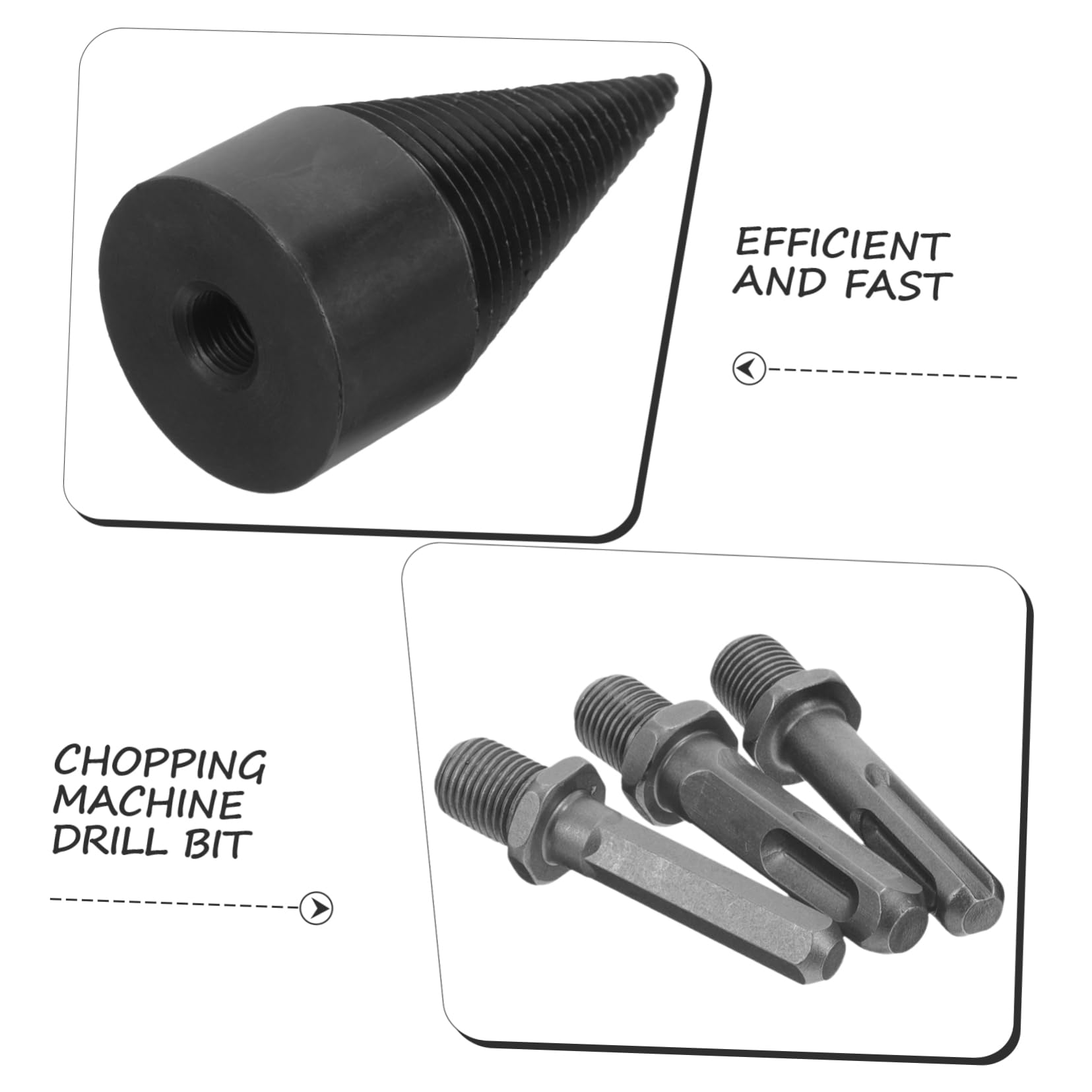 Sosoport Punta per Legno da Ardere in Acciaio, Utensile per Spaccalegna Elettrico, Nero, Resistente Agli Urti, per Taglio Rapido