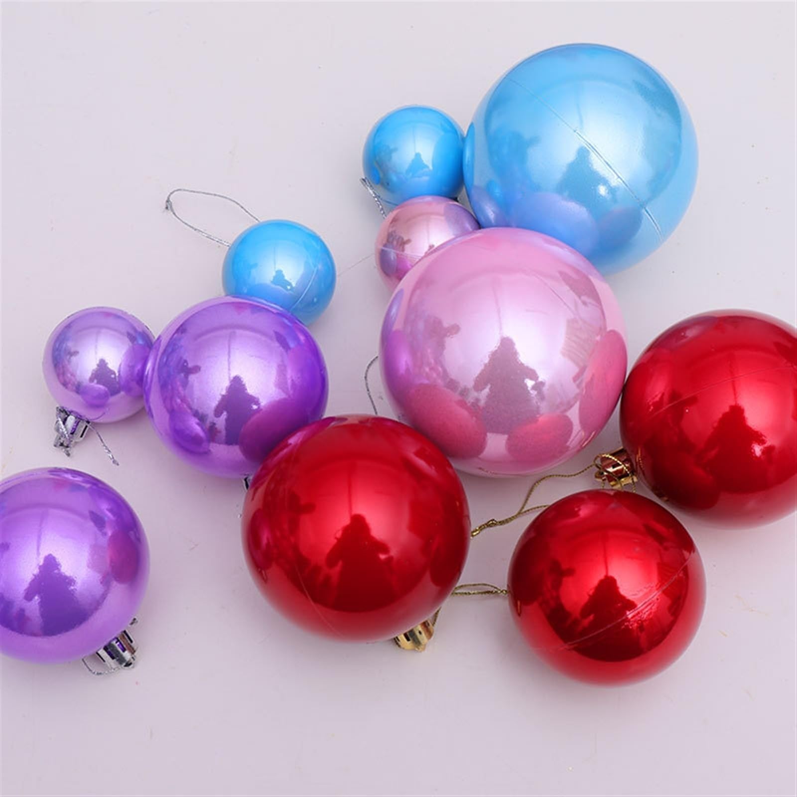 Pendentif de Noël, Pendentif d'arbre de Noël, décoration de fenêtre, décoration de Boule de Noël, Pendentif de décoration de Noël, Boule de Perle, 37 Ensembles (Couleur : Rose) (Rouge)