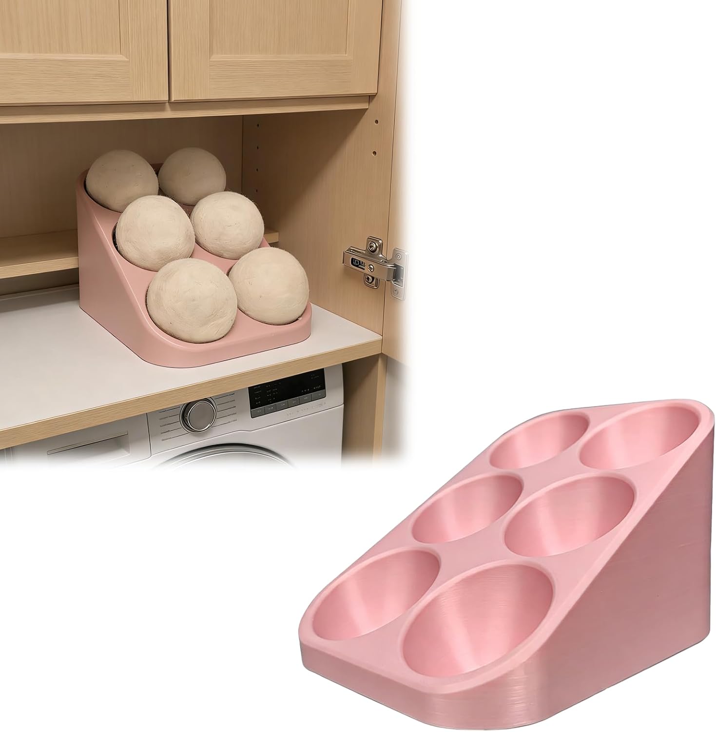 Wool Dryer Balls Storage Rack for Laundry Room, Freestanding Organizer for 80mm Diameter Balls, Countertop Laundry Room Accessory