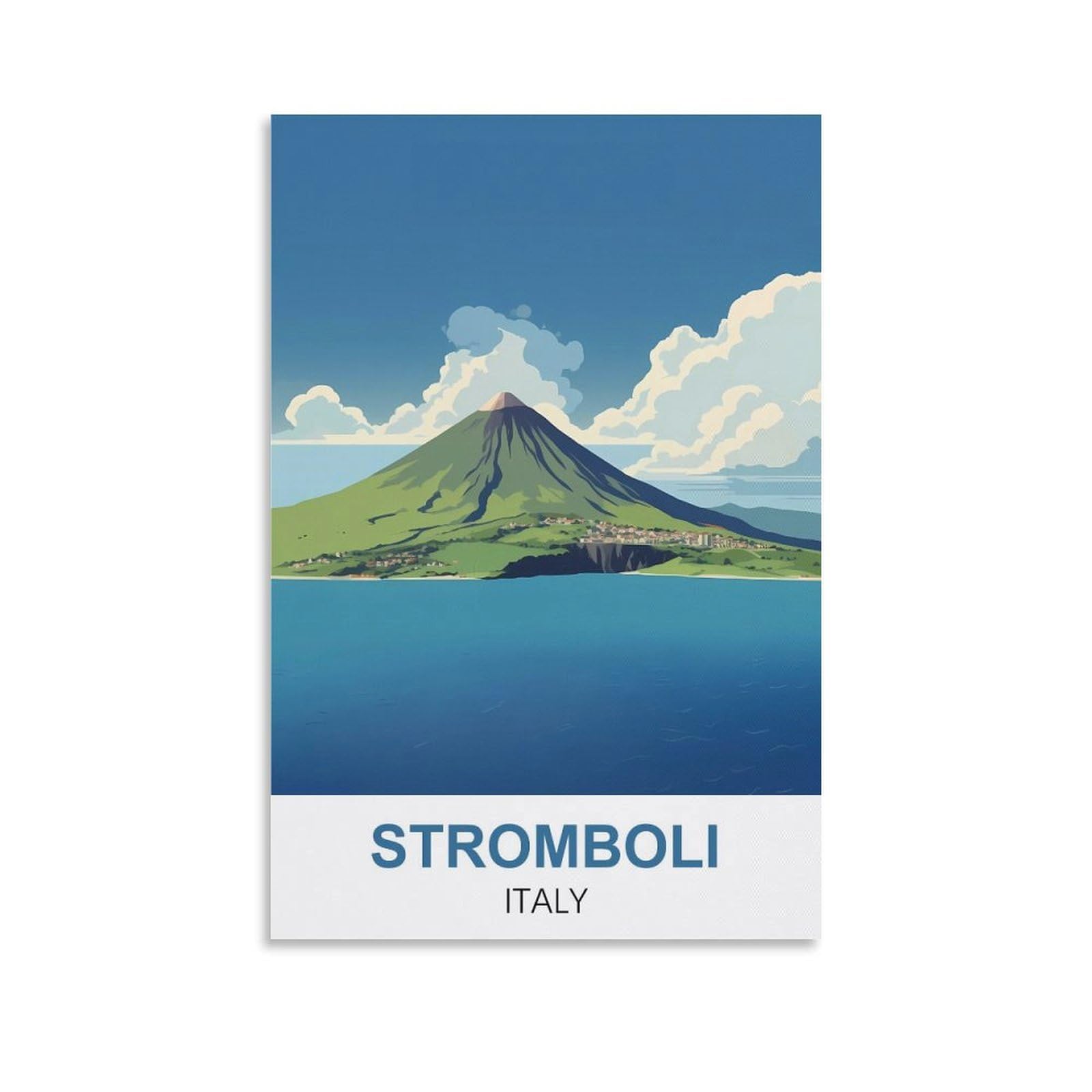 EZMLFA Diamond Art Kits Adults,Stromboli Italy,5D Dimond Picture, Crystal Gem Art Crafts for Boys Girls, DIY Mosaic Creations Set for Home Decor 30x40cm