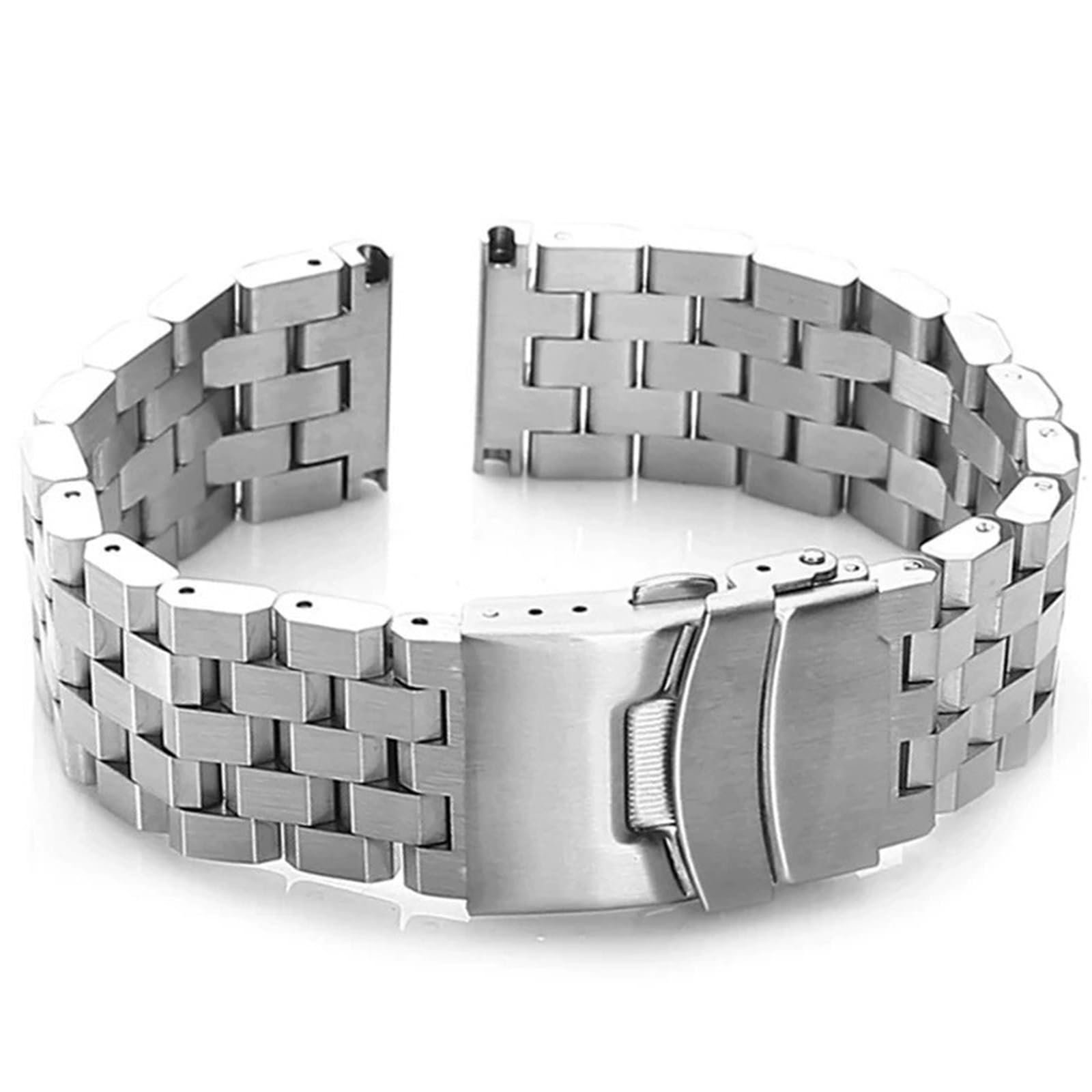 Correa de reloj de acero inoxidable, pulsera metálica fácil de ajustar, apta for hombres y mujeres.