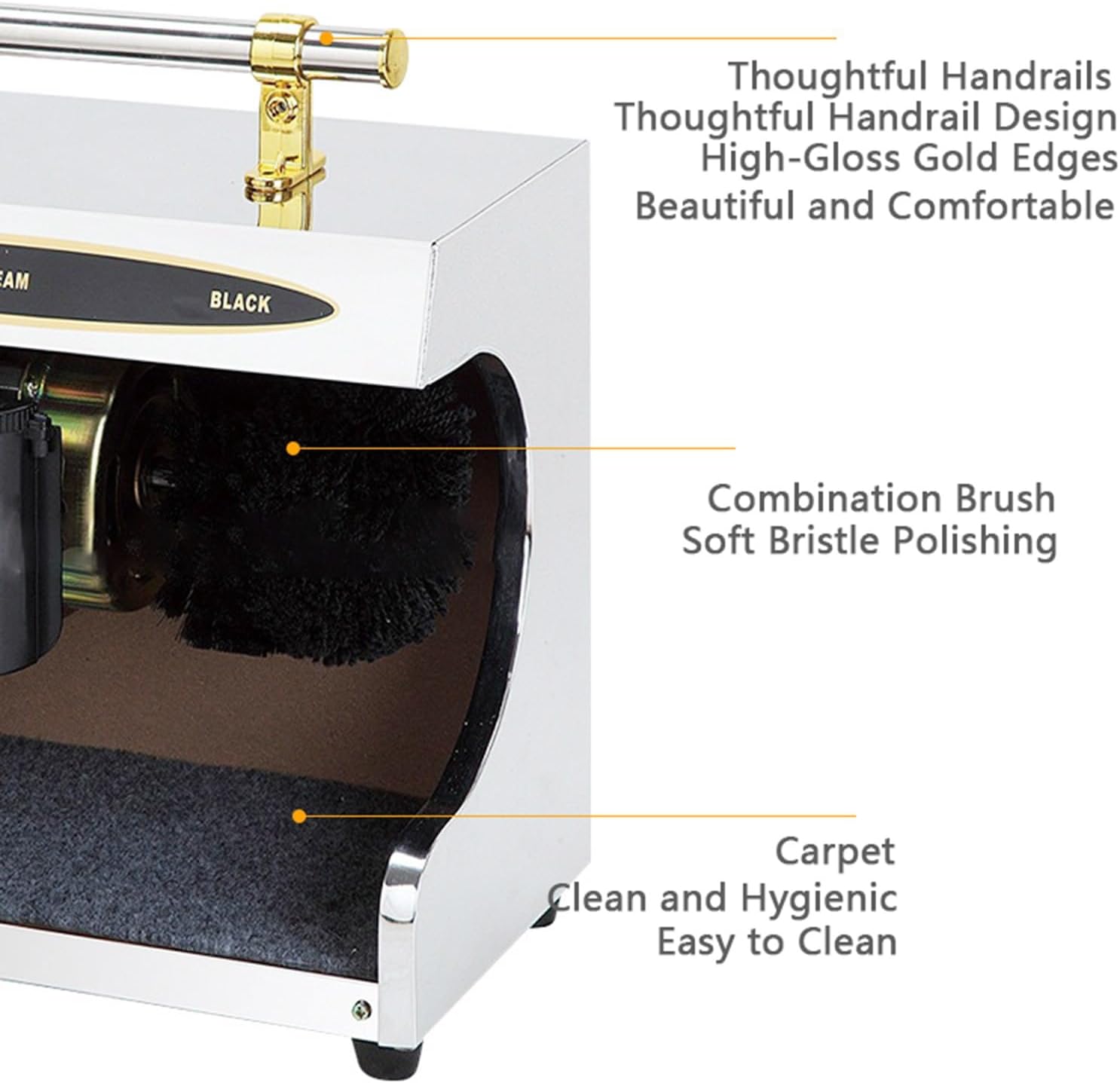 Automatic Shoe-Shine Machine，Leather Shoe Cleaning Kit Portable，Induction Small Polisher, Commercial Electric Shine Polishing, for Family，for Family,Hotel,Bank Use(Black gold)