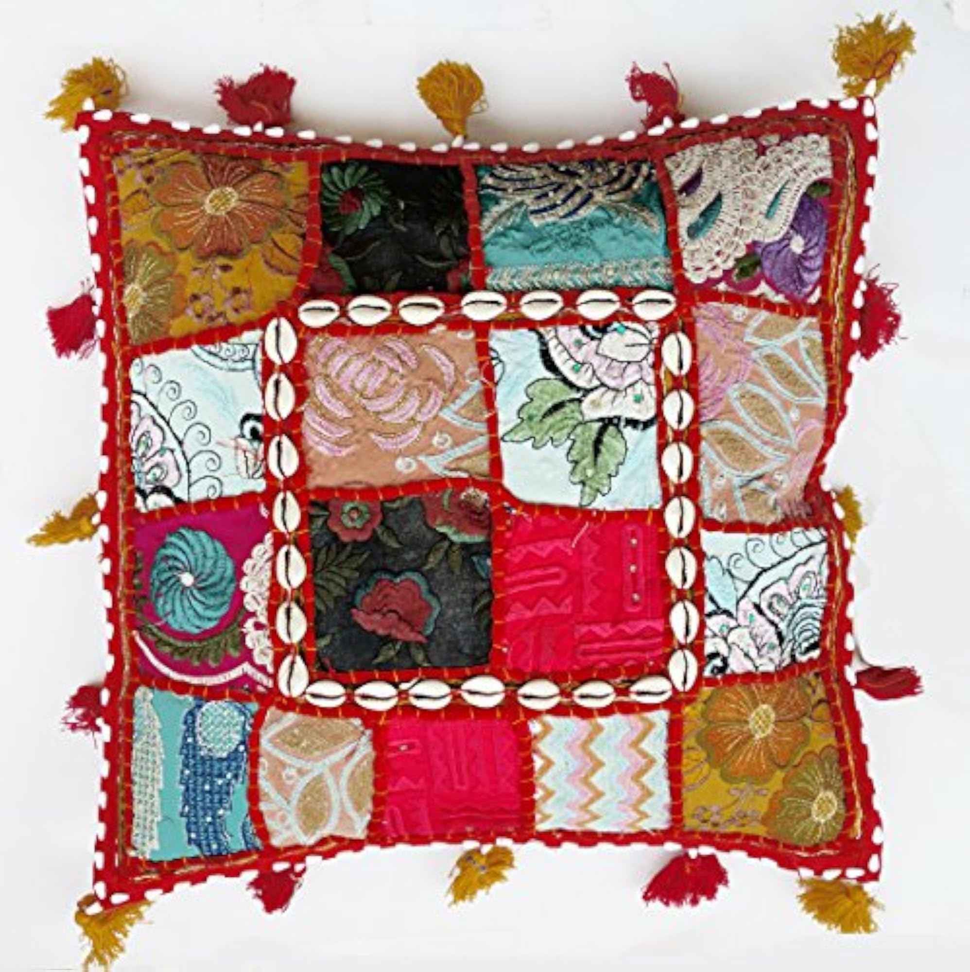 Set of 5 Multicolor Sari Patchwork Cushion Covers