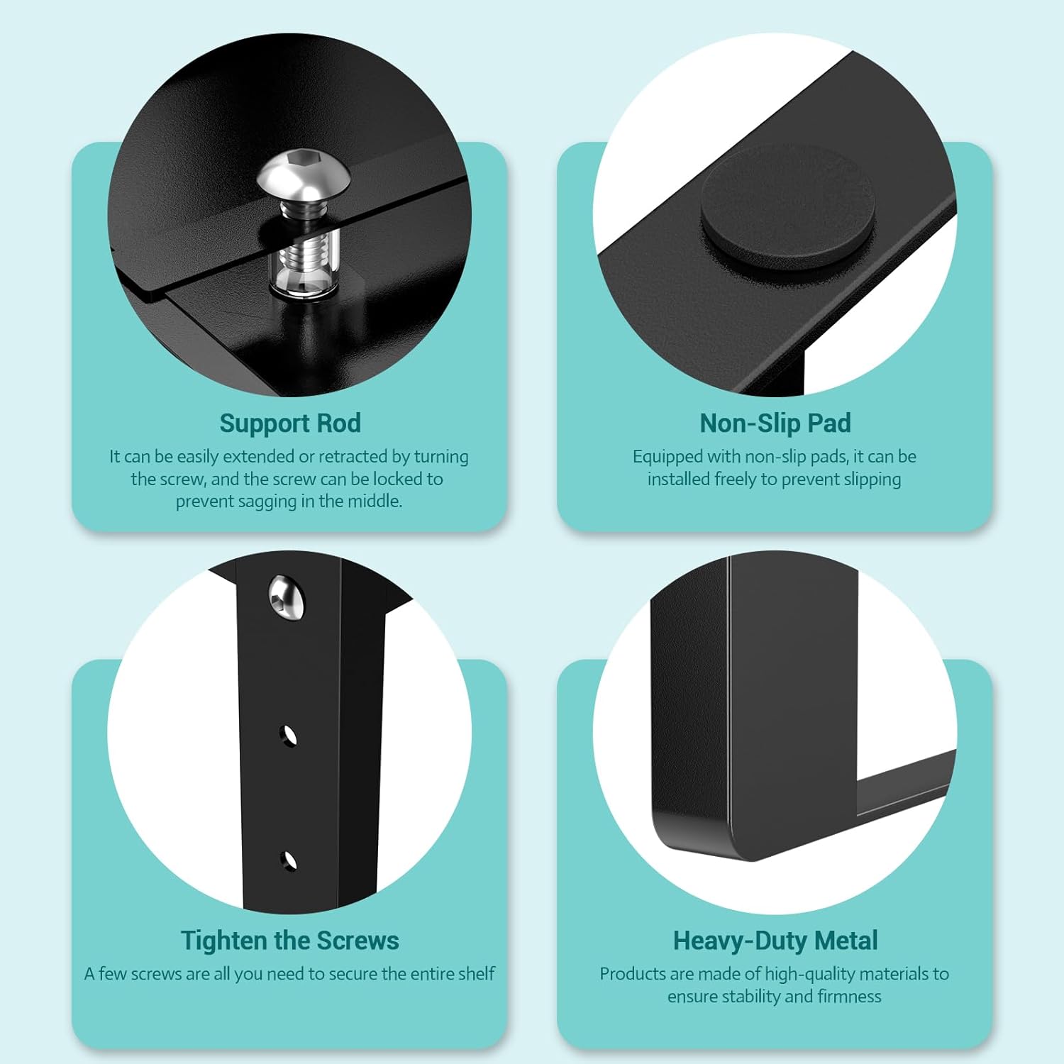 2 Pack Expandable Cabinet Organizer Shelves, 88lbs High Weight Capacity, Stackable Heavy-Duty Metal Storage Rack, Adjustable Cabinet Shelf for Kitchen, Pantry, Cupboard, Under Sink, Black - Image 6