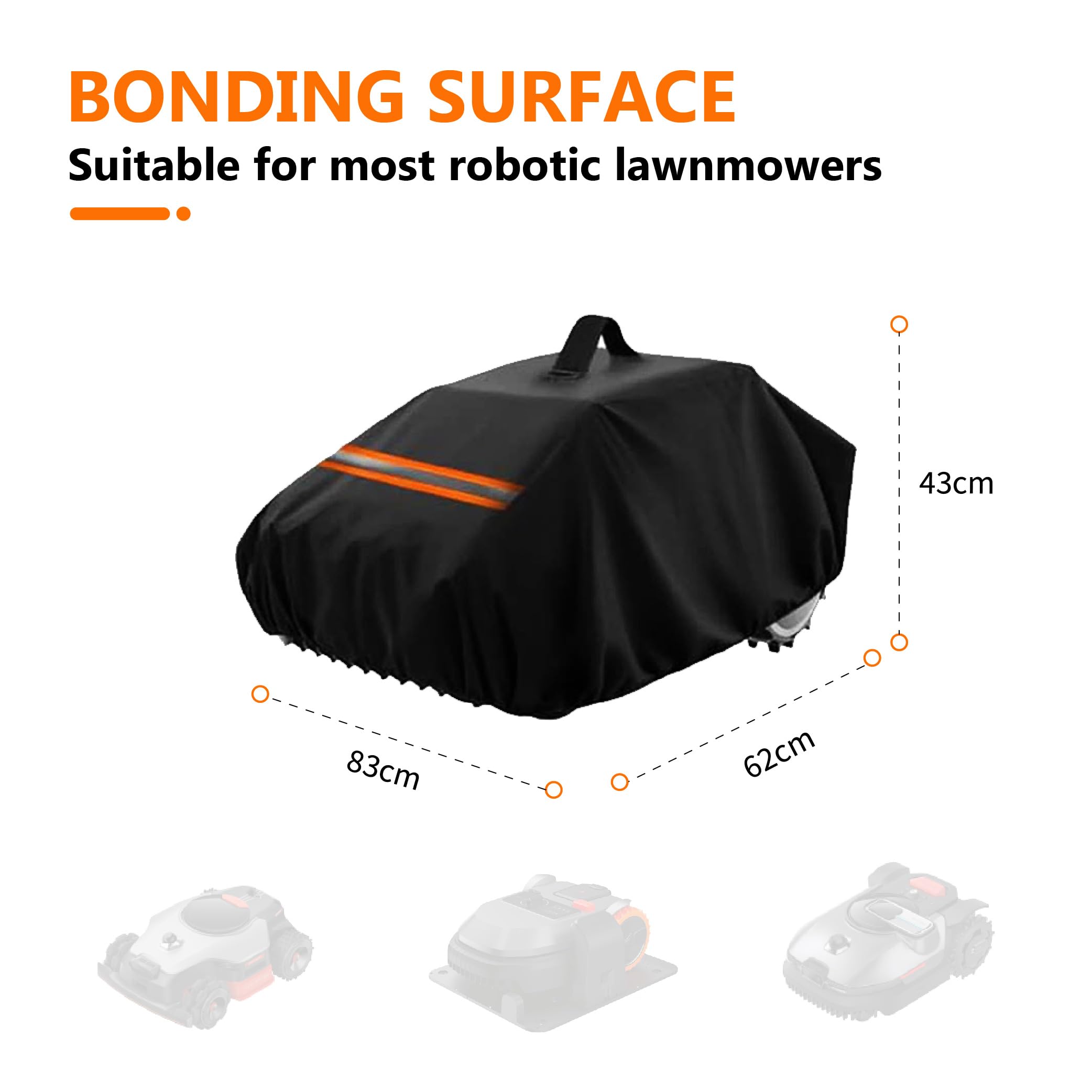 JUZELY Funda Cortacésped para Stihl iMOW RMI 632, Cubierta 600D para Robot Segador Impermeable UV Tiras Reflectantes
