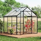 Garvee Serre de Jardin extensionérieure – Polycarbonate & Aluminium – Porte battante verrouillable – Lucarne réglable – Montage aisé – pour Potager, terrasse, pelouse, Balcon, 1.83 × 1.83 × 1.92 m