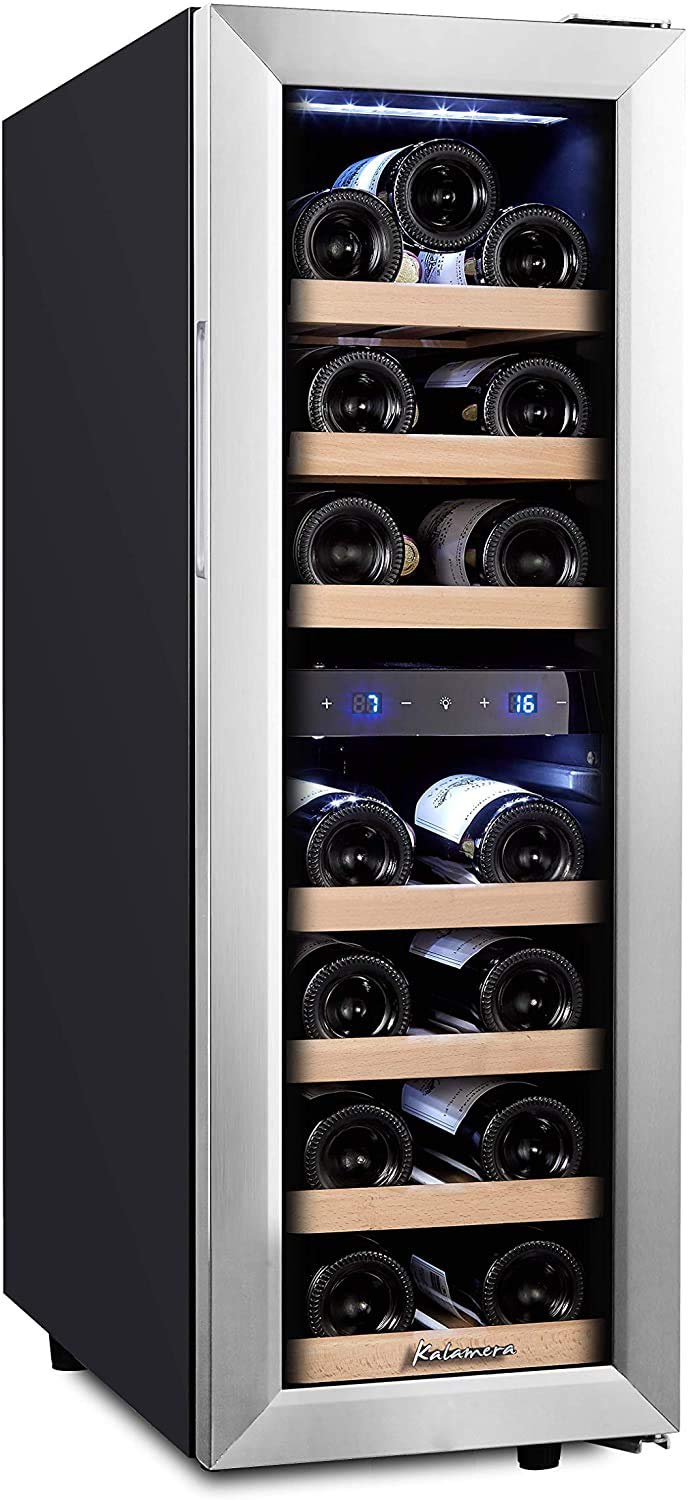 Buy Kalamera Wine fridge,19 Bottle,65L,Freestanding Undercounter Cooler,2 Cooling Zones