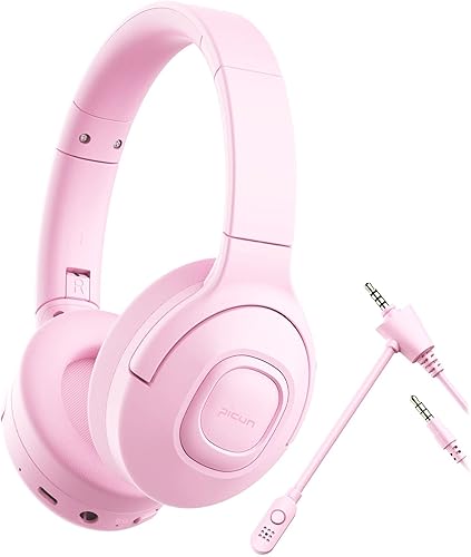 Picun E5 - Auriculares inalámbricos para niños con micrófono, Bluetooth 5.0 sobre la oreja, auriculares inalámbricos para niños con control de