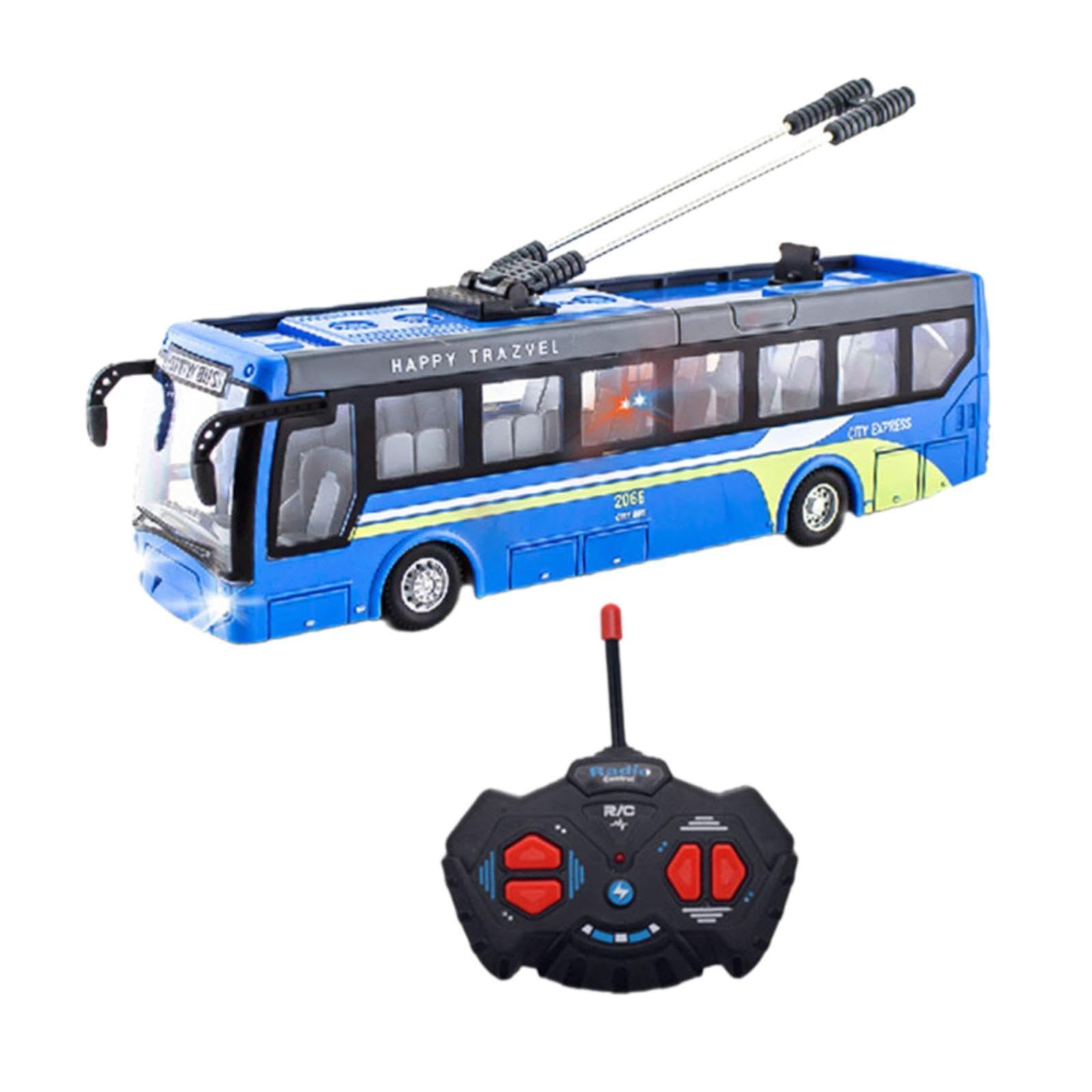 Ferngesteuerter Spielbus 1:32 27 MHz, Türen Zum Öffnen, Modell für Kinder, Jungen, Ferngesteuerter Schulbus, Blau Kurz