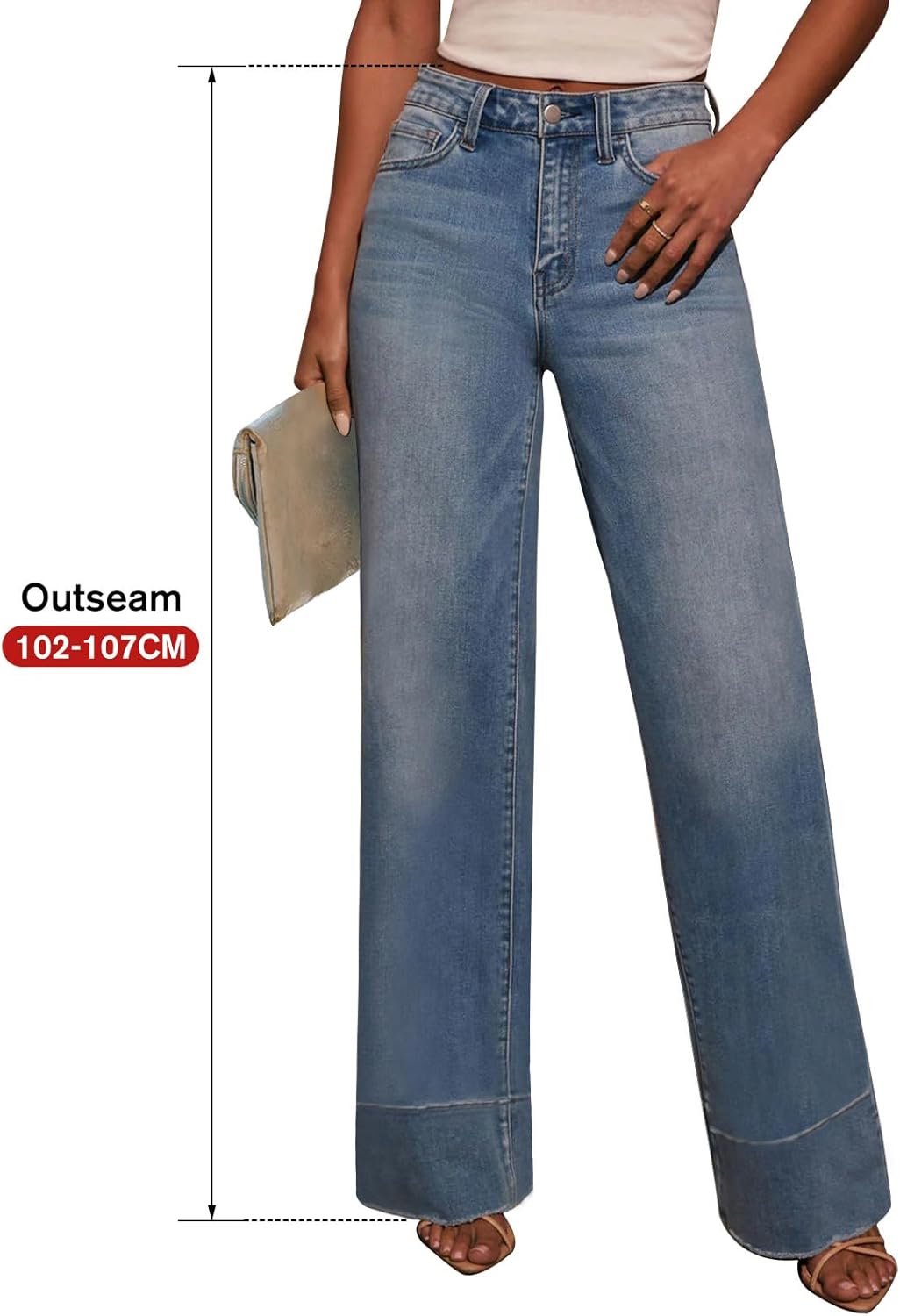 KUNMI Jeans for Women Wide Leg Baggy High Waist Boyfriends Straight Leg Stretchy Denim Pants Trendy Fall 2025