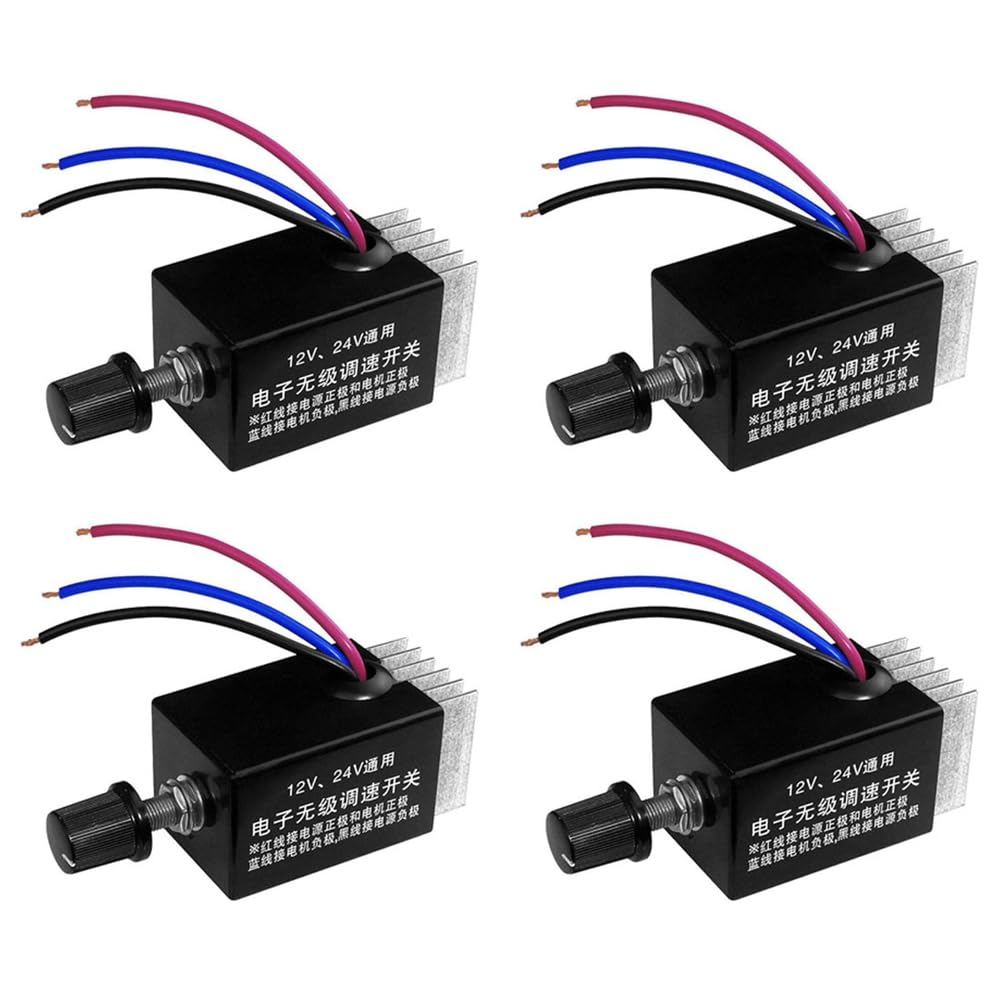 Jnchdghwa As Shown 4Pc Motor Speed Regulator Dc 12V/24V 10 A Motor Speed Controller Switch For Car Truck Fan Heater Control