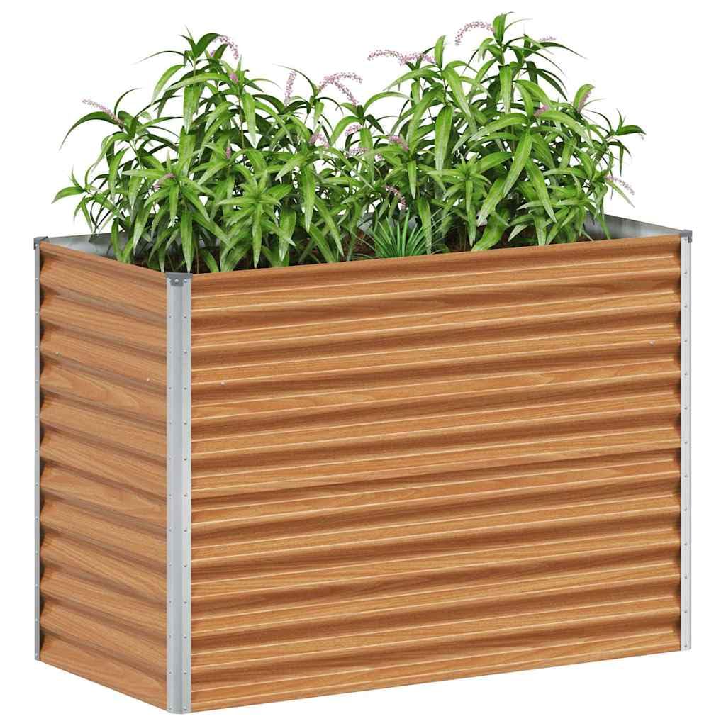 Jardinera de color marrón claro de acero galvanizado, 98 x 50 x 68 cm, con material resistente, resistente a la intemperie, para jardín, terraza y balcón, adecuado como maceta, maceta