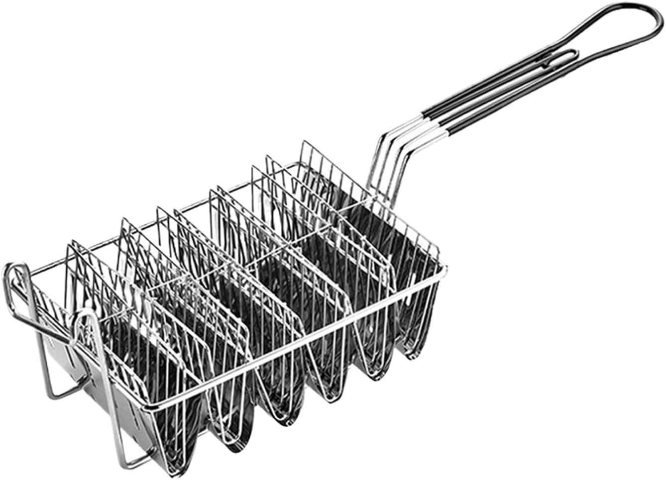 Stainless Steel Taco Fryer Tortillas 4Shells 6Shells Deep Fryer Taco Holder Fryer Basket Fried Basket For Party Restaurant(4 Grid V Shape)