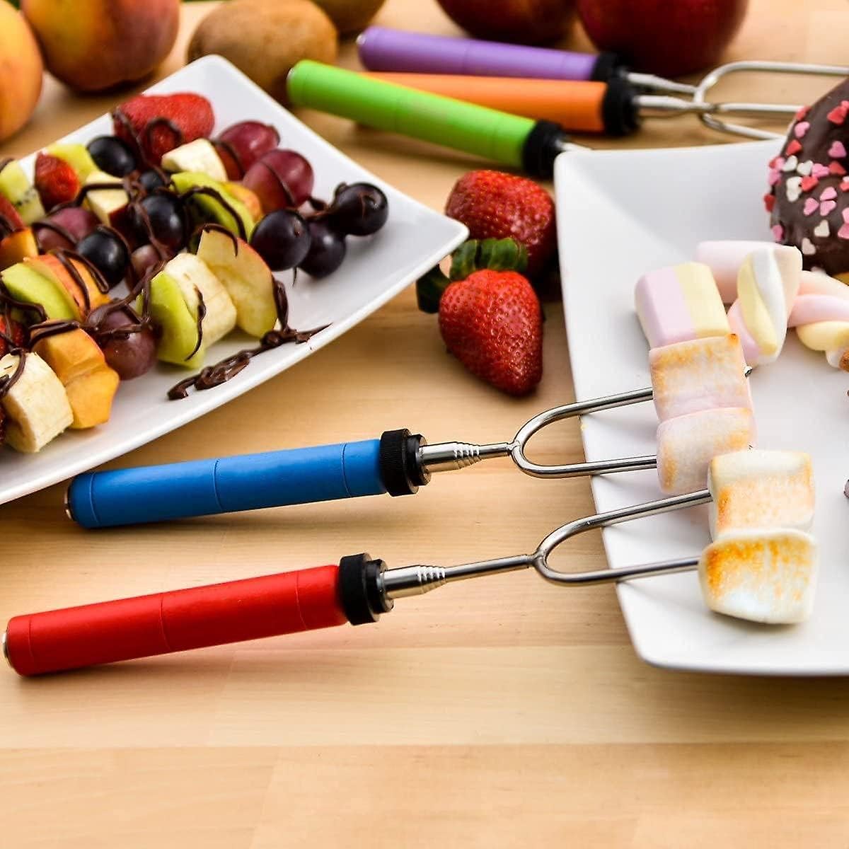 Marshmallow Roasting Sticks for Campfire, 8 Packs Telescoping Smores Skewers for Fire Pit, 34 Inch Forks Extendable Hotdog Camping Fire Forks with Colored Handel, Barbecue Forks for Bonfire & Grill : Patio, Lawn & Garden