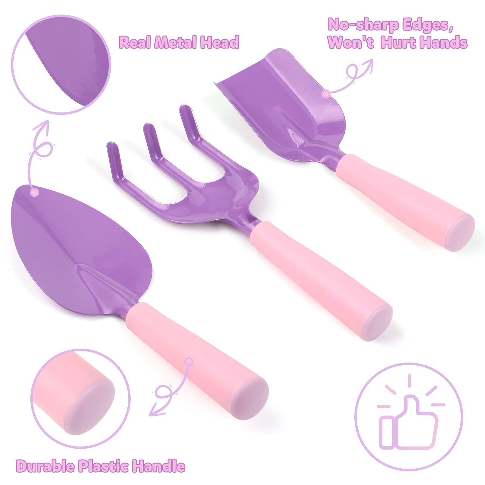 Juego De Rastrillo Y Pala Para Niños – 3 Herramientas De Jardinería Con Mango De Maíz, PP Reutilizable, Ideal Para Principiantes Y Pequeños Jardineros