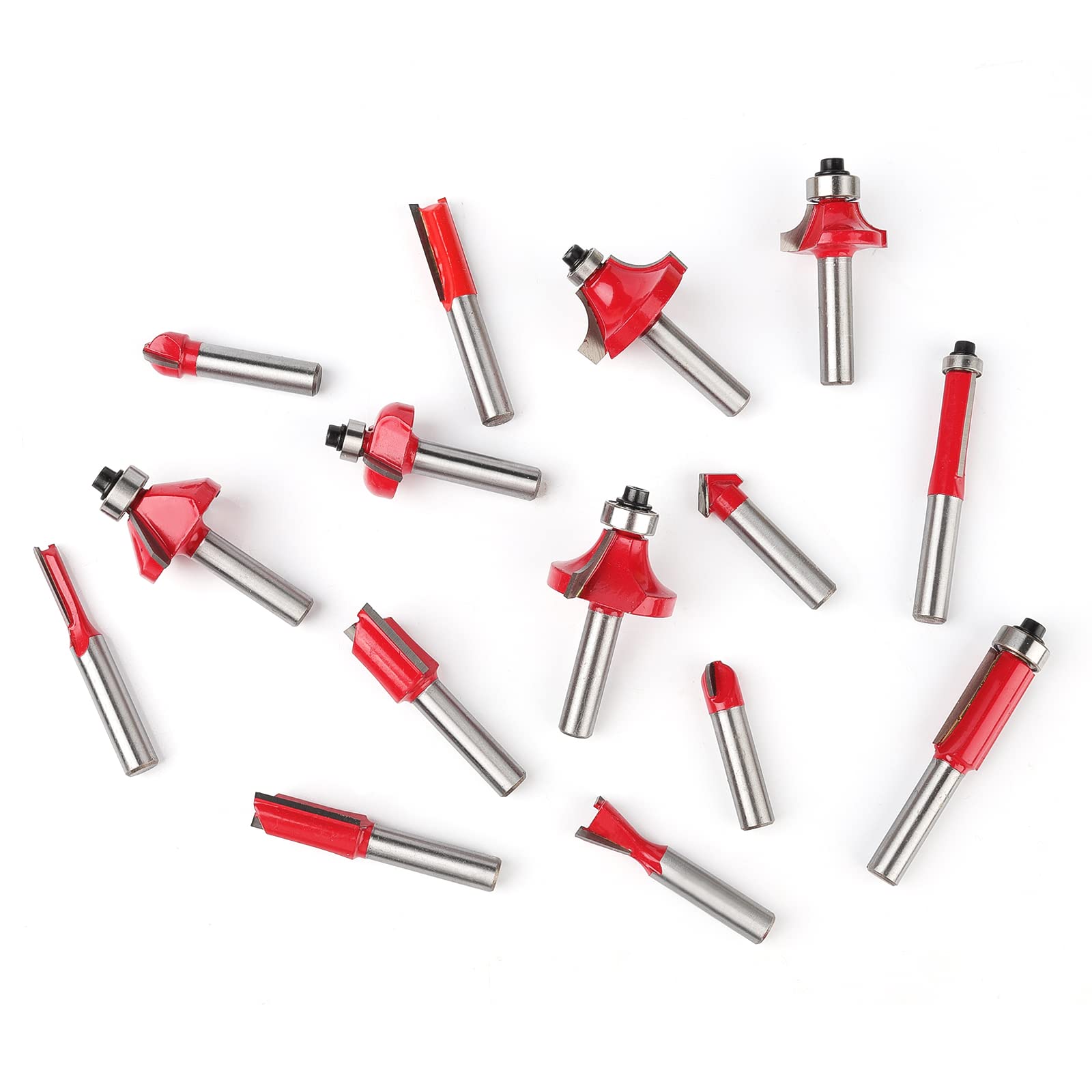 Set di frese per fresatura superiore, 15 pezzi, fusto 8 mm, utensili per principianti in valigetta di legno, fresa per legno di qualità industriale per duro e morbido