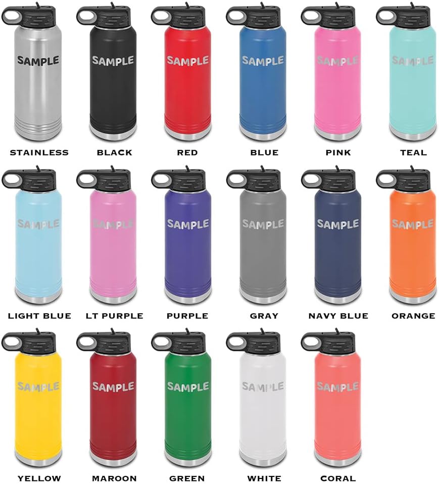 Golden Retriever Heartbeat Lifeline Laser Engraved Water Bottle Customizable Polar Camel Stainless Steel Many Colors Sizes with Straw - Love Dog - 32 oz - Purple