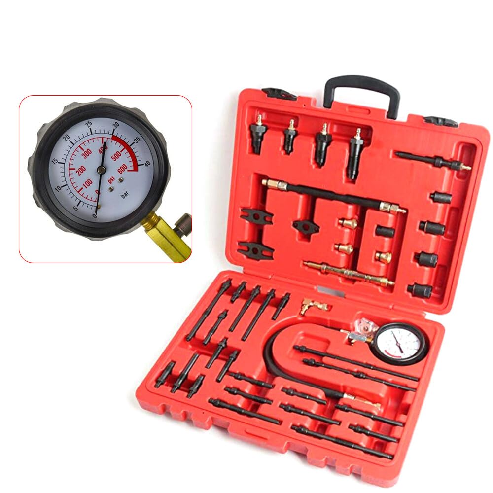 Tester di compressione, 0-40 bar/600 PSI #45, in acciaio al carbonio, per motori a benzina e diesel