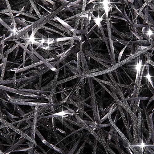 600G Black Glitter Shredded Tissue Paper for Gift Boxes, Easter Hamper Basket Fillers Shiny Tissue Paper, Bulk Tissue Paper for Wrapping Gifts Packaging Easter Hamper Basket Filling (Black)