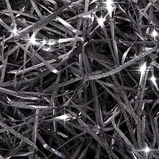 600G Black Glitter Shredded Tissue Paper for Gift Boxes, Easter Hamper Basket Fillers Shiny Tissue Paper, Bulk Tissue Paper for Wrapping Gifts Packaging Easter Hamper Basket Filling (Black)