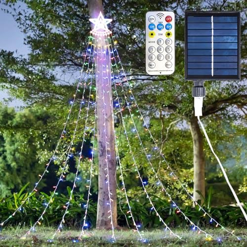 SAILESI Christmas Star Solar String Lights, 9 x 11.5ft 350 LEDs Outdoor Decorations Star