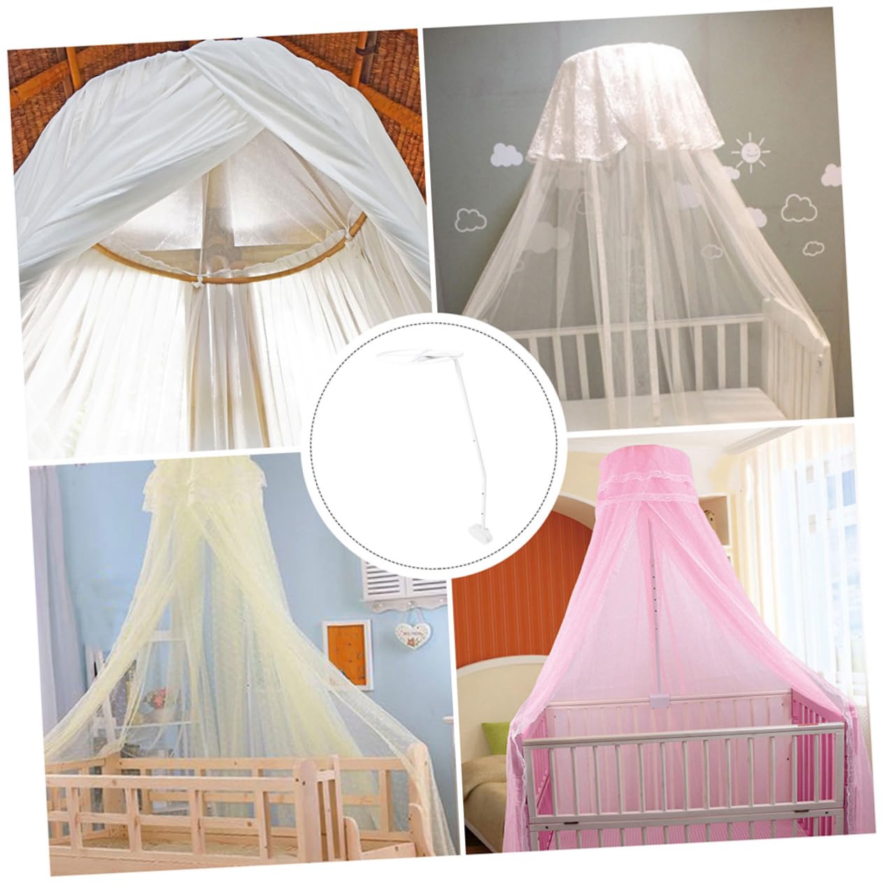 2 Set Supporto Zanzariera Culla Acciaio Staffa Baldacchino Facile da Installare per Lettino Ragazzo Ragazza Compatibile con Vari Modelli Robusta e Rimovibile per Sonno